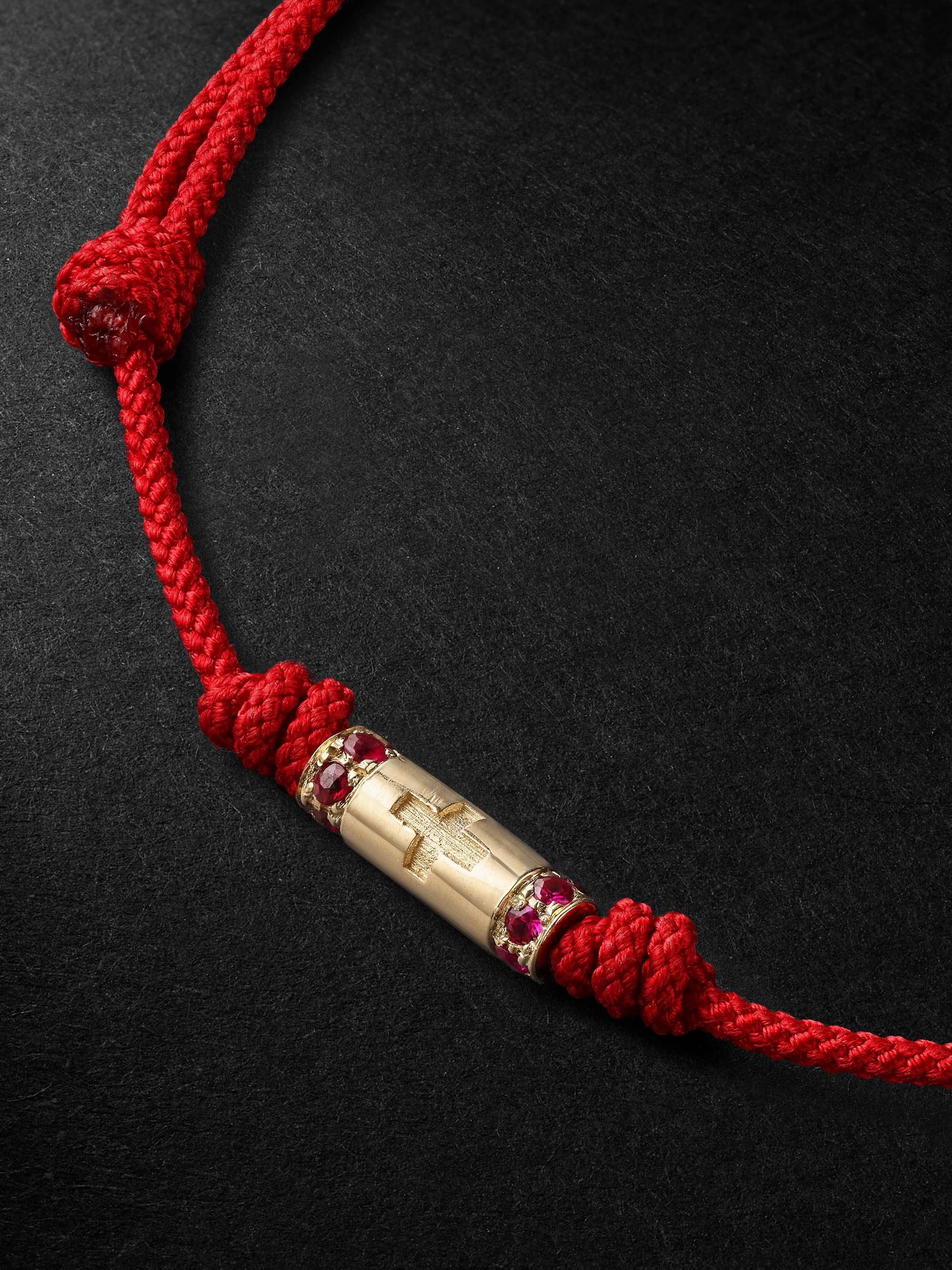 LUIS MORAIS Gold, Ruby and Cord Bracelet
