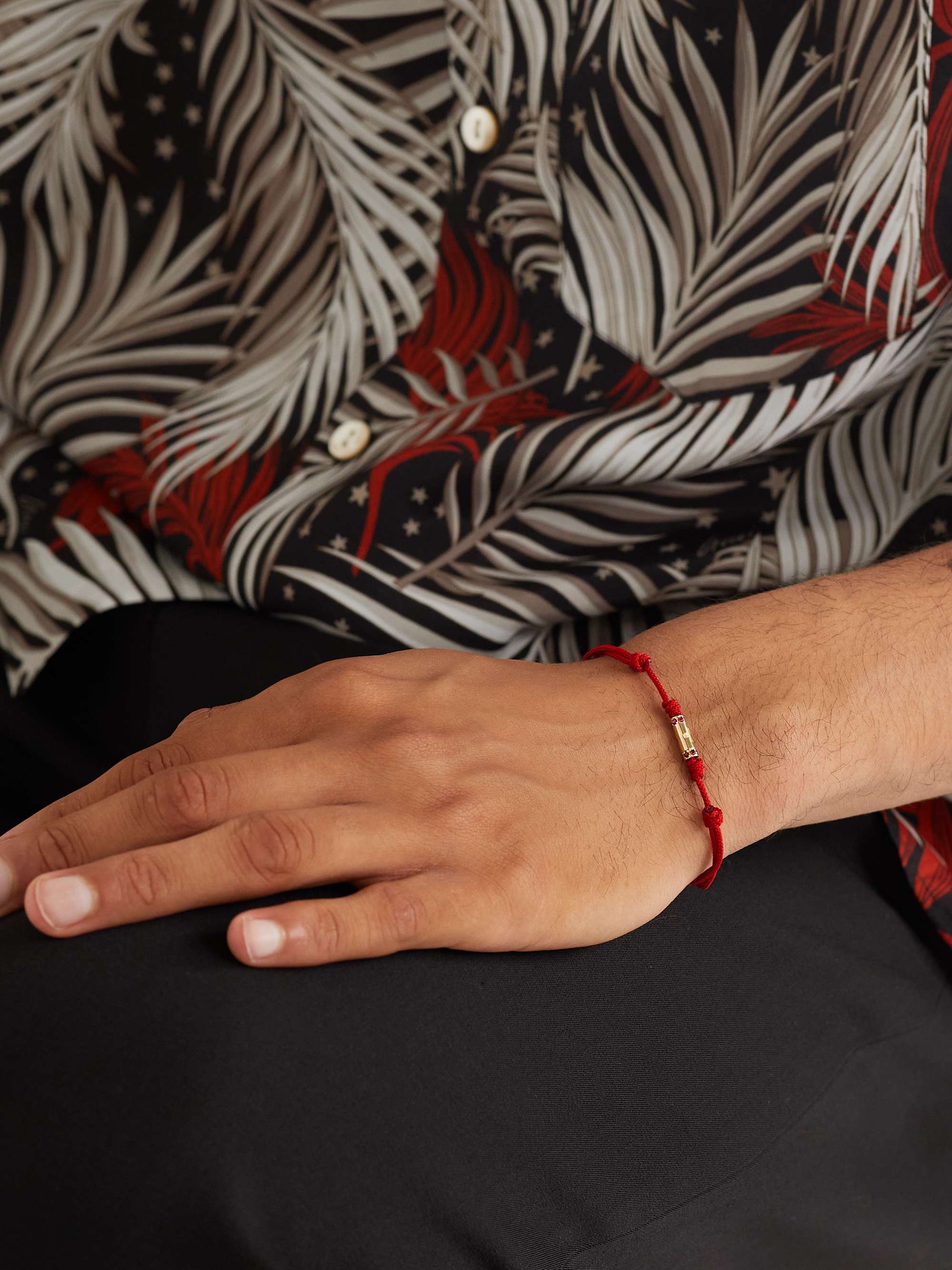 LUIS MORAIS Gold, Ruby and Cord Bracelet