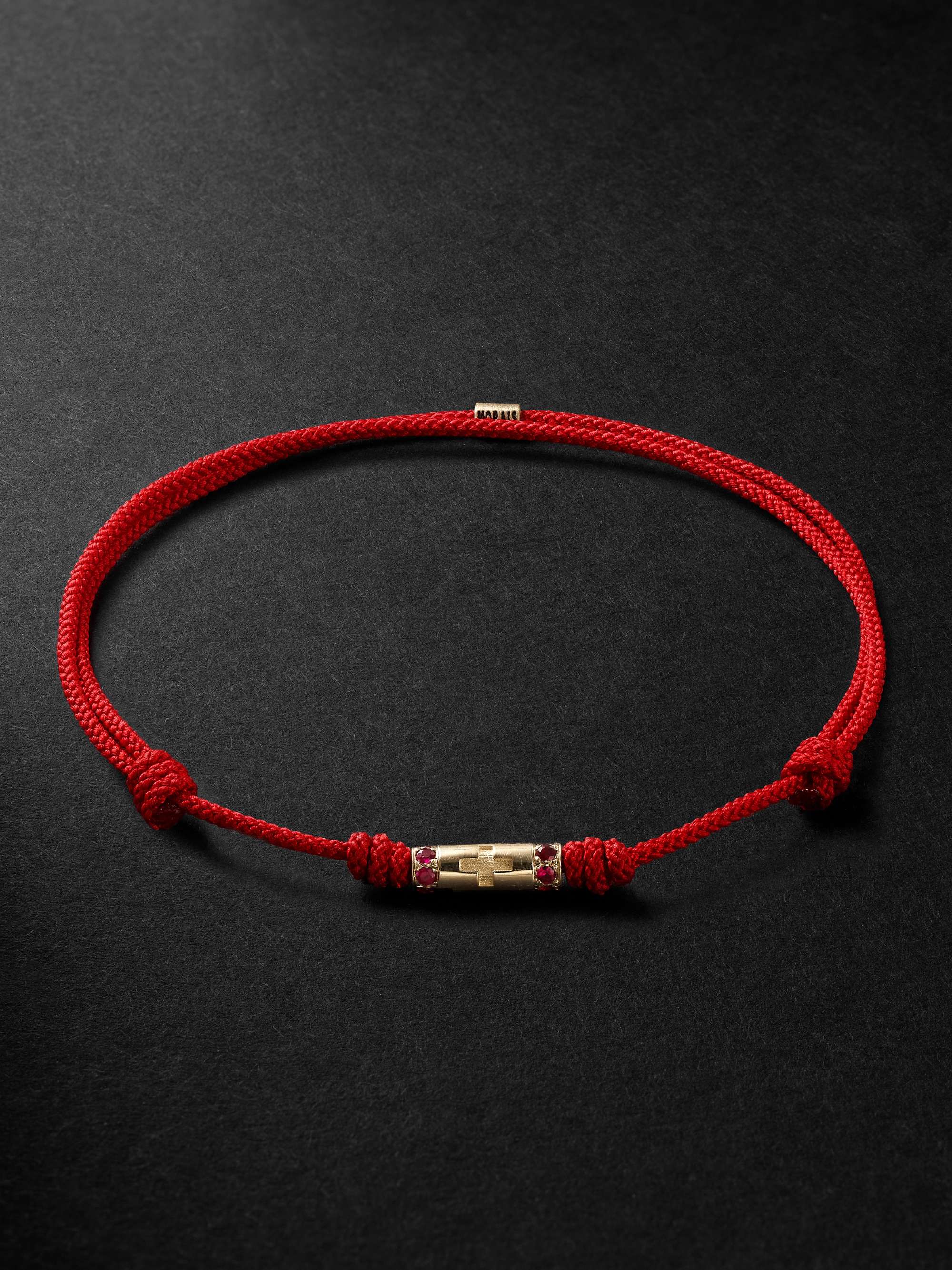 Luis Morais Men's Gold, Ruby and Cord Bracelet