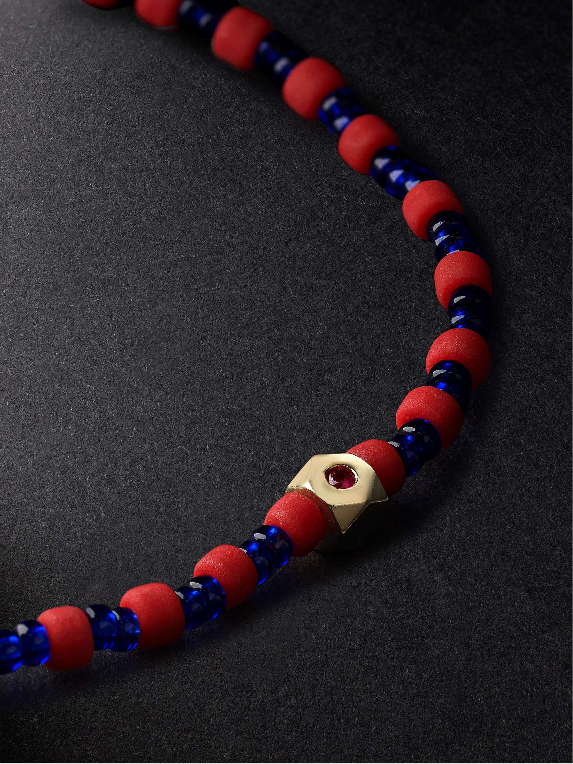 LUIS MORAIS Gold and Ruby Beaded Bracelet