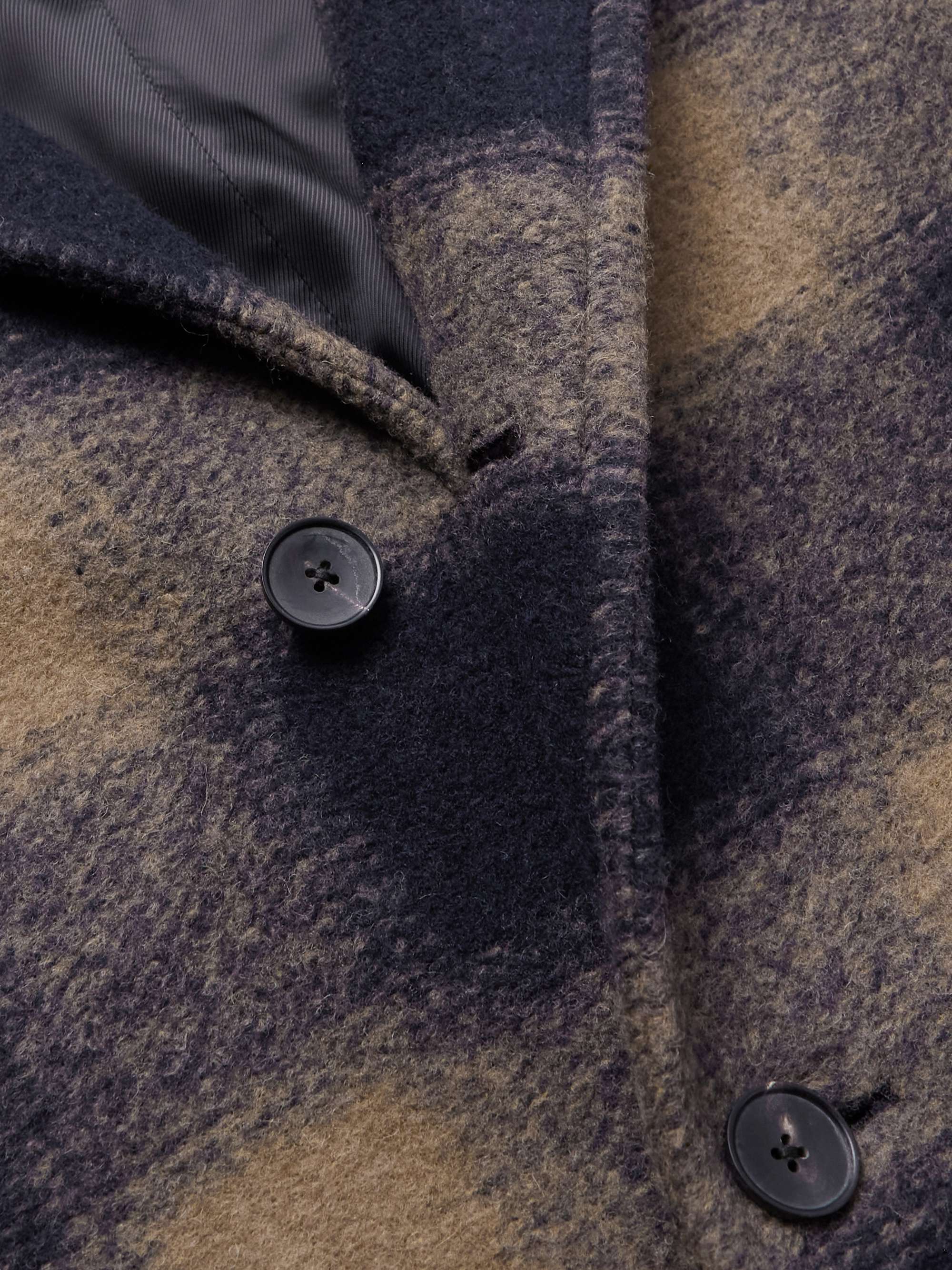 MR P. Checked Wool-Blend Felt Coat