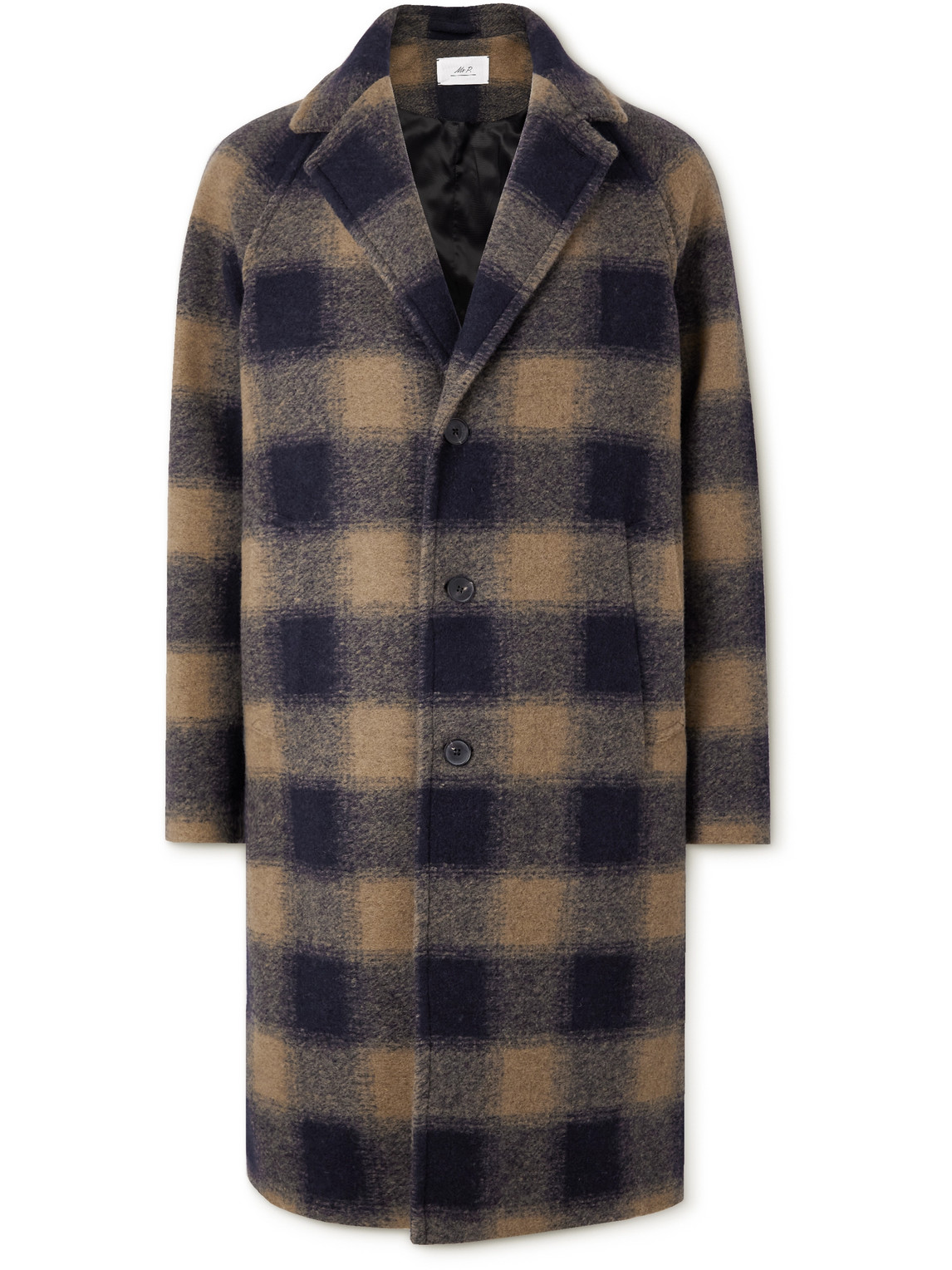 Checked Wool-Blend Felt Coat