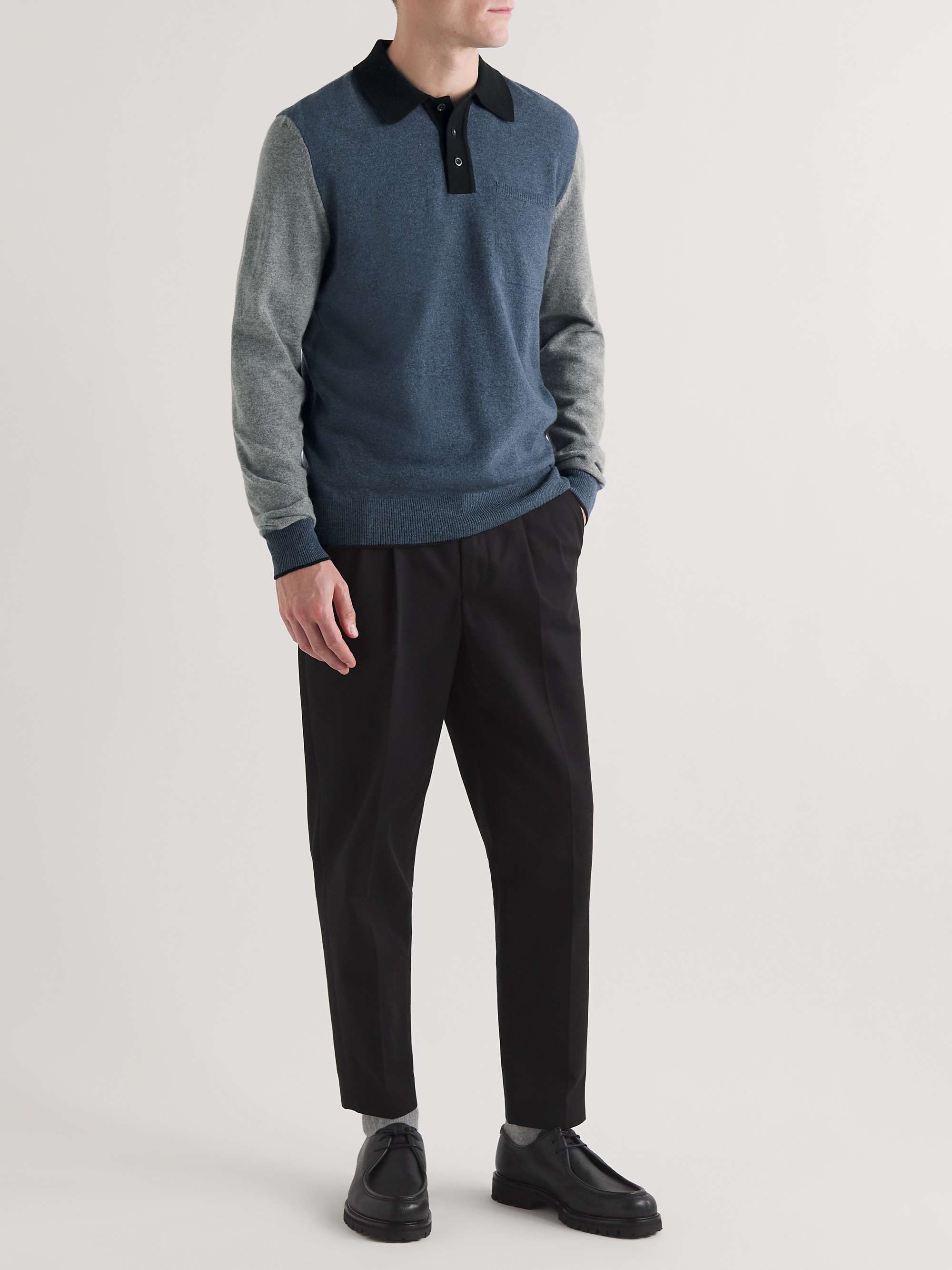 MR P. Colour-Block Merino Wool Polo Shirt
