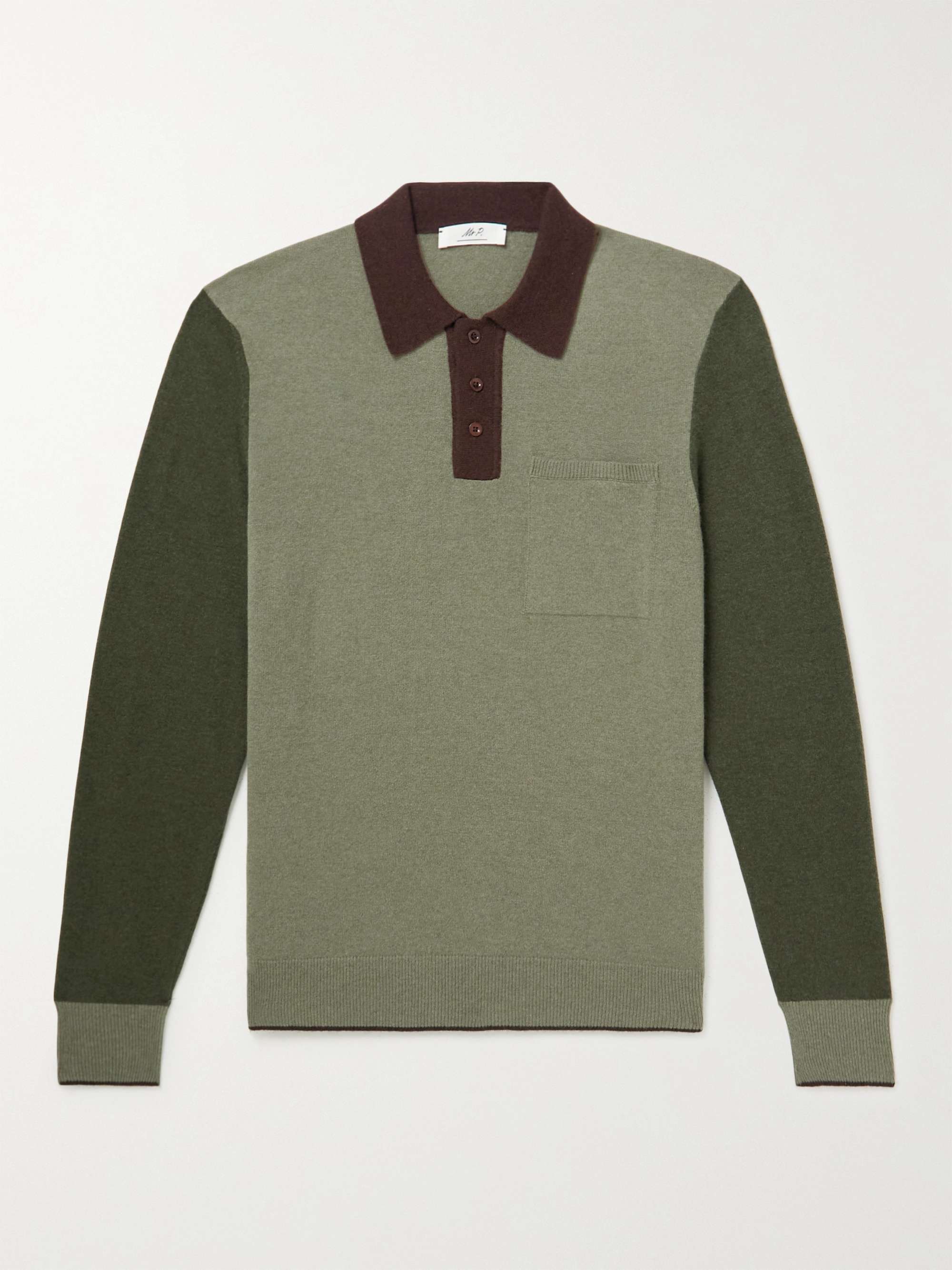 MR P. Colour-Block Merino Wool Polo Shirt