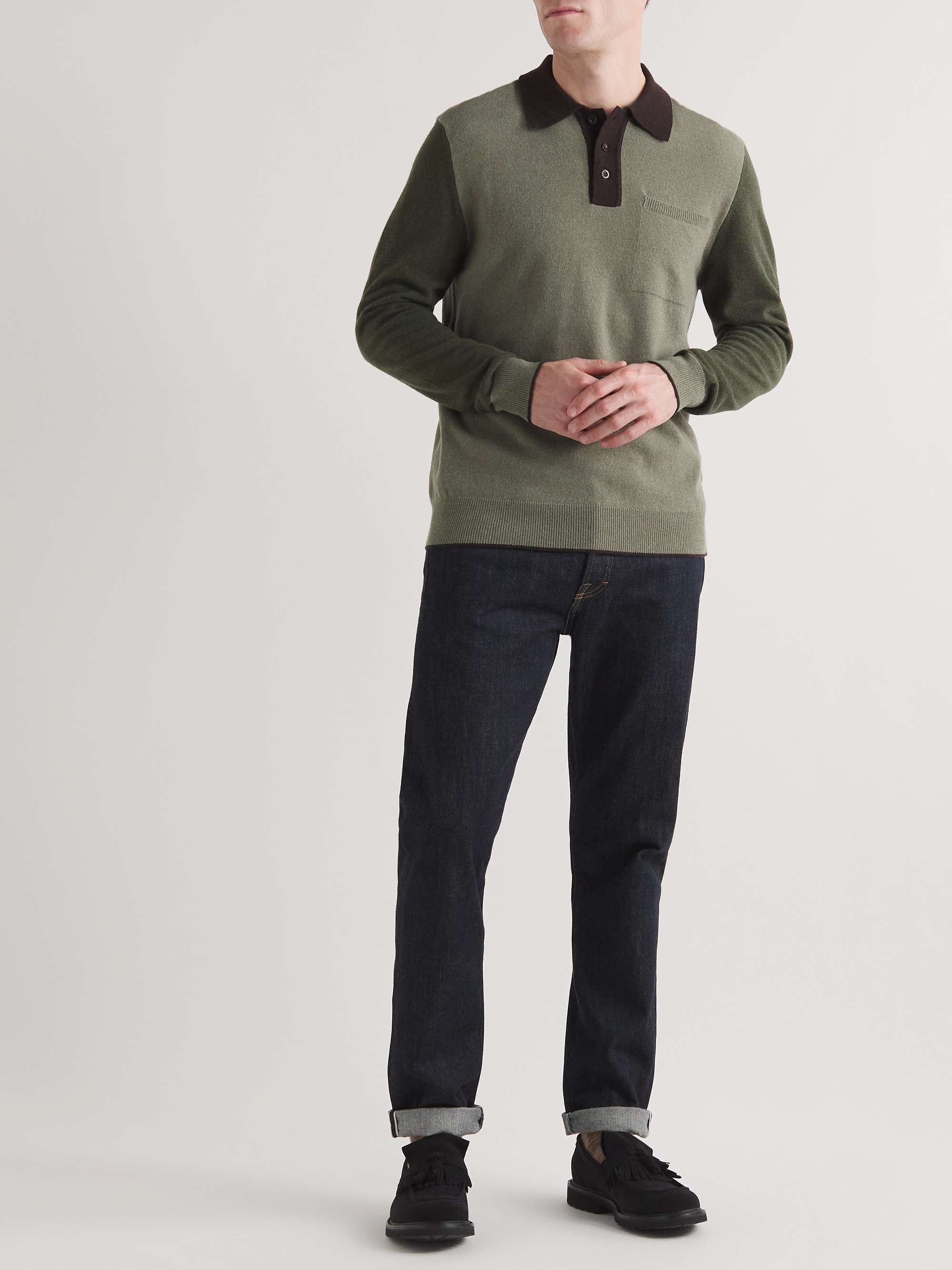 MR P. Colour-Block Merino Wool Polo Shirt