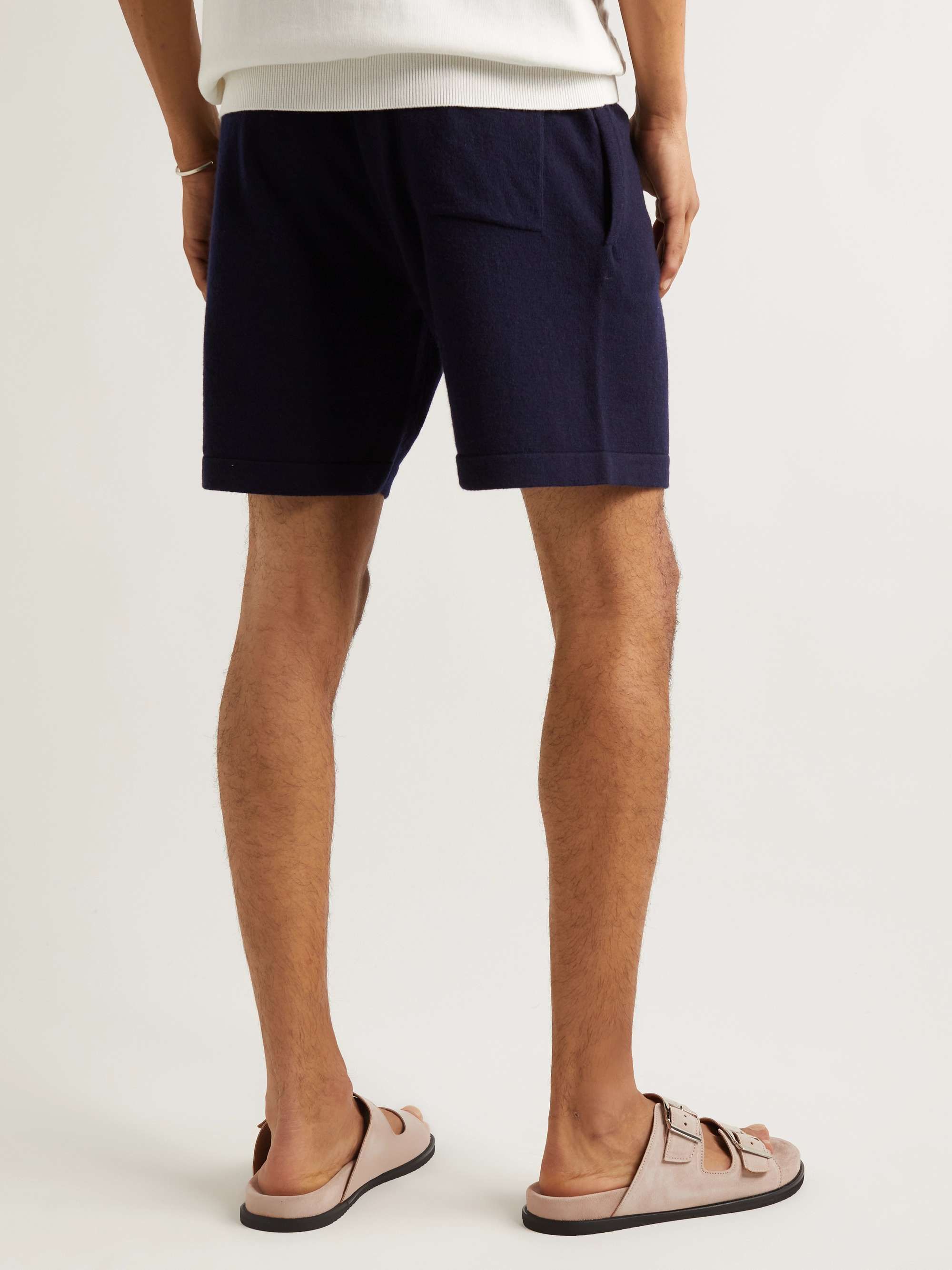 MR P. Straight-Leg Pintucked Wool and Cashmere-Blend Drawstring Shorts