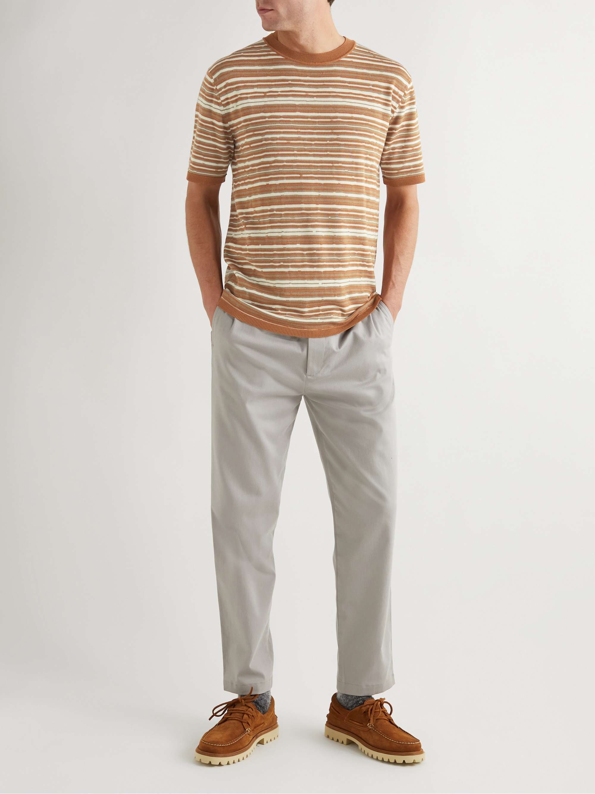 MR P. T-shirt in lana merino a righe