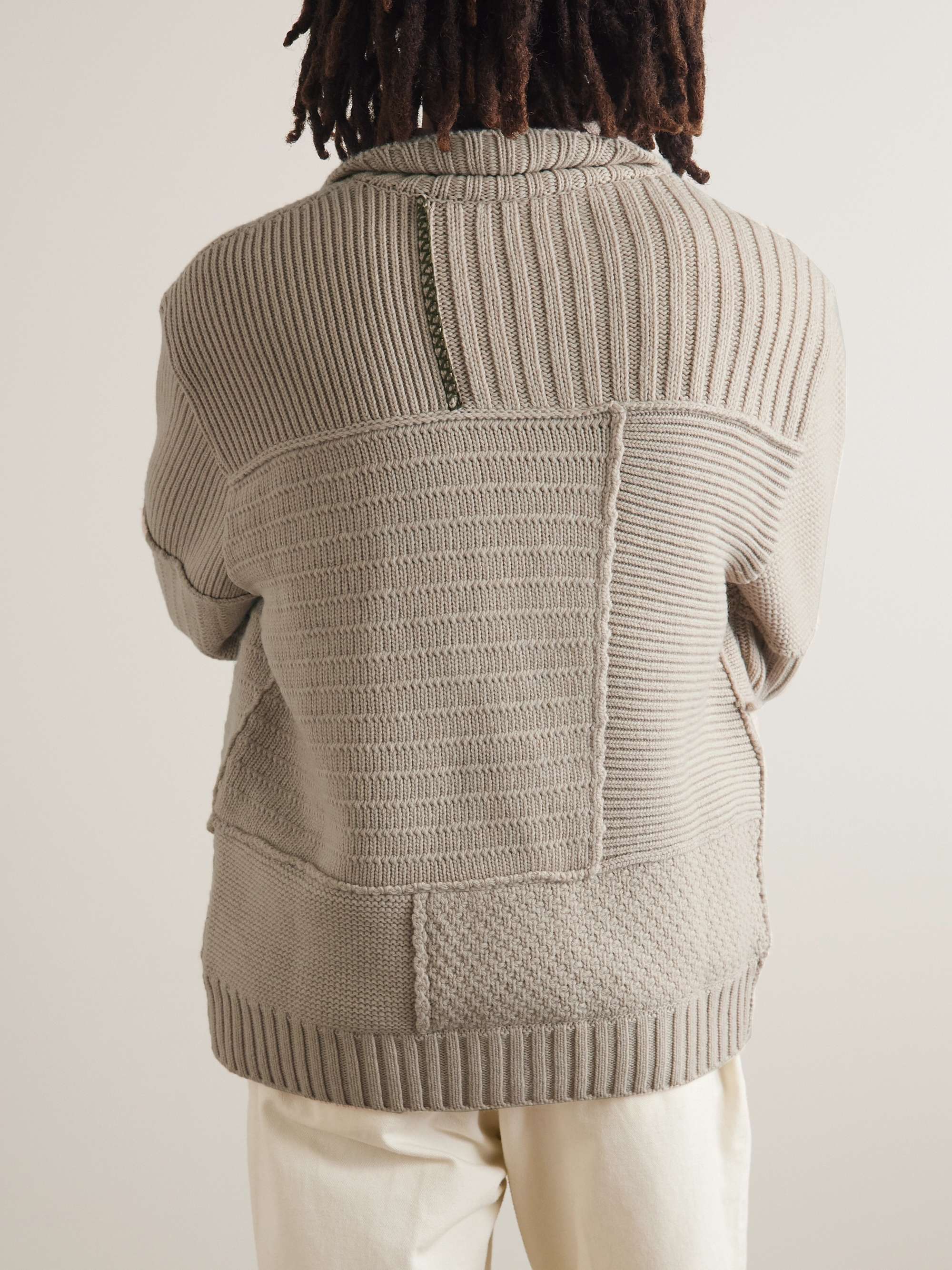 MR P. Patchwork Ribbed Wool Cardigan
