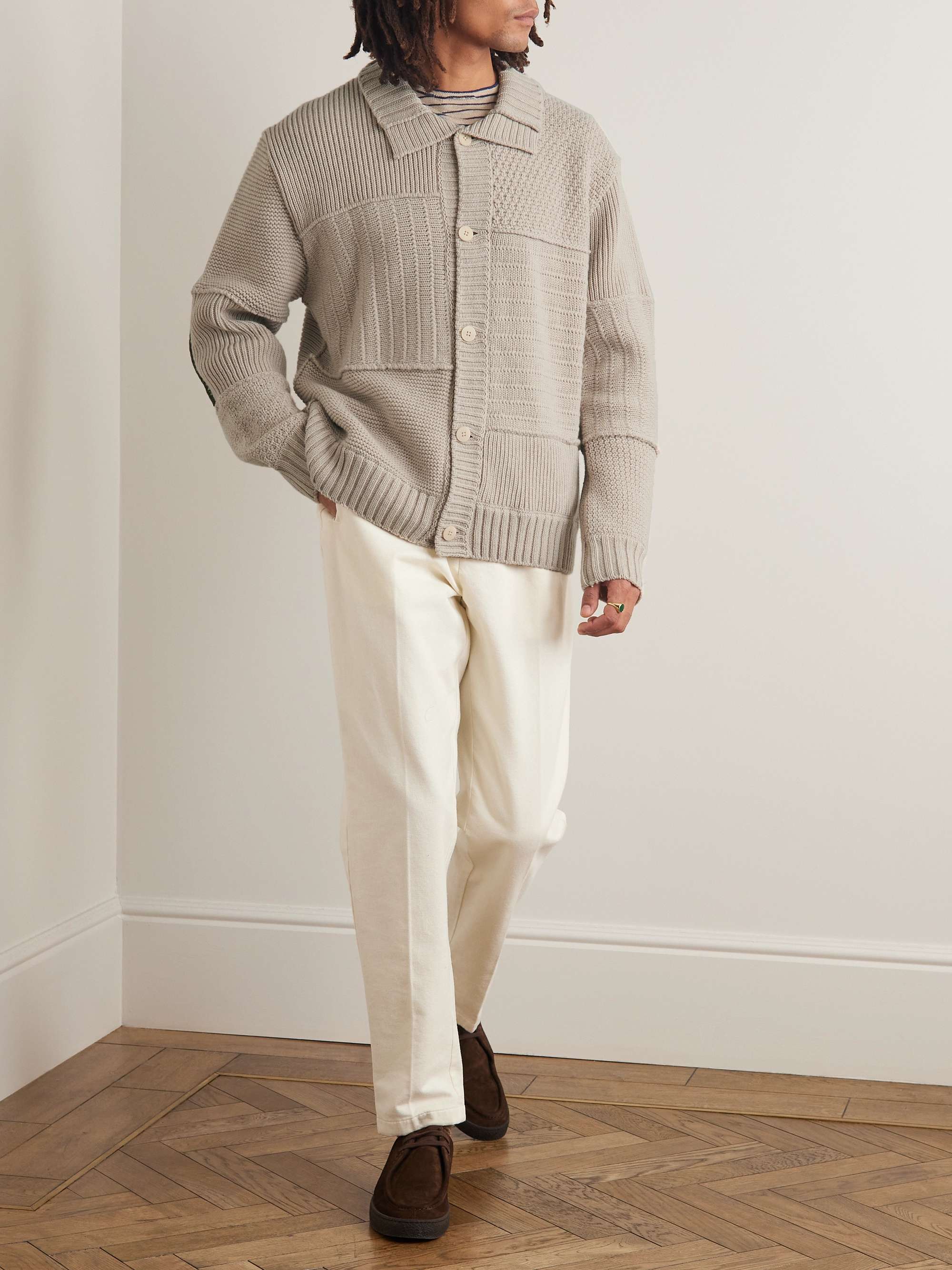MR P. Patchwork Ribbed Wool Cardigan