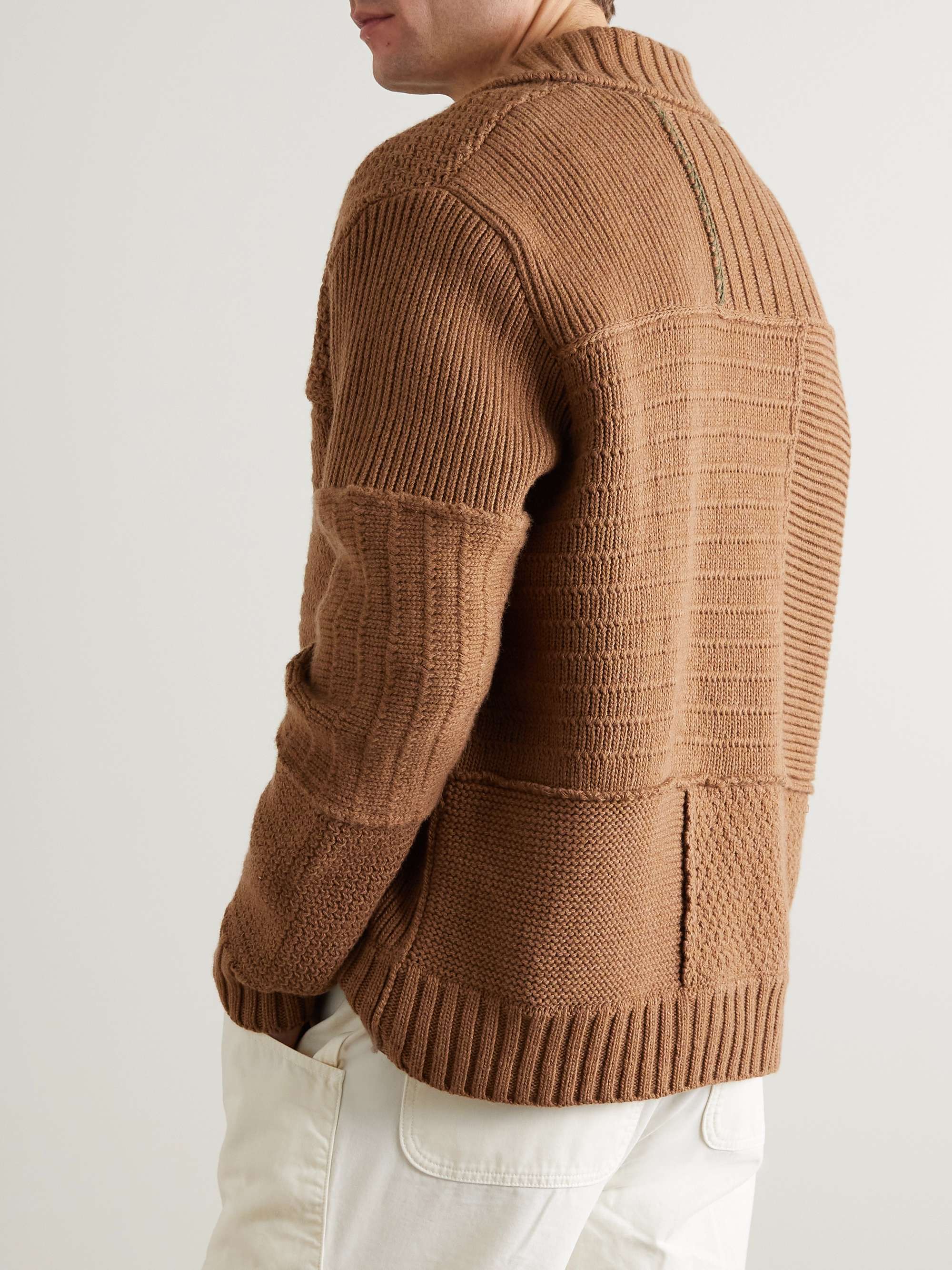 MR P. Patchwork Ribbed Wool Cardigan