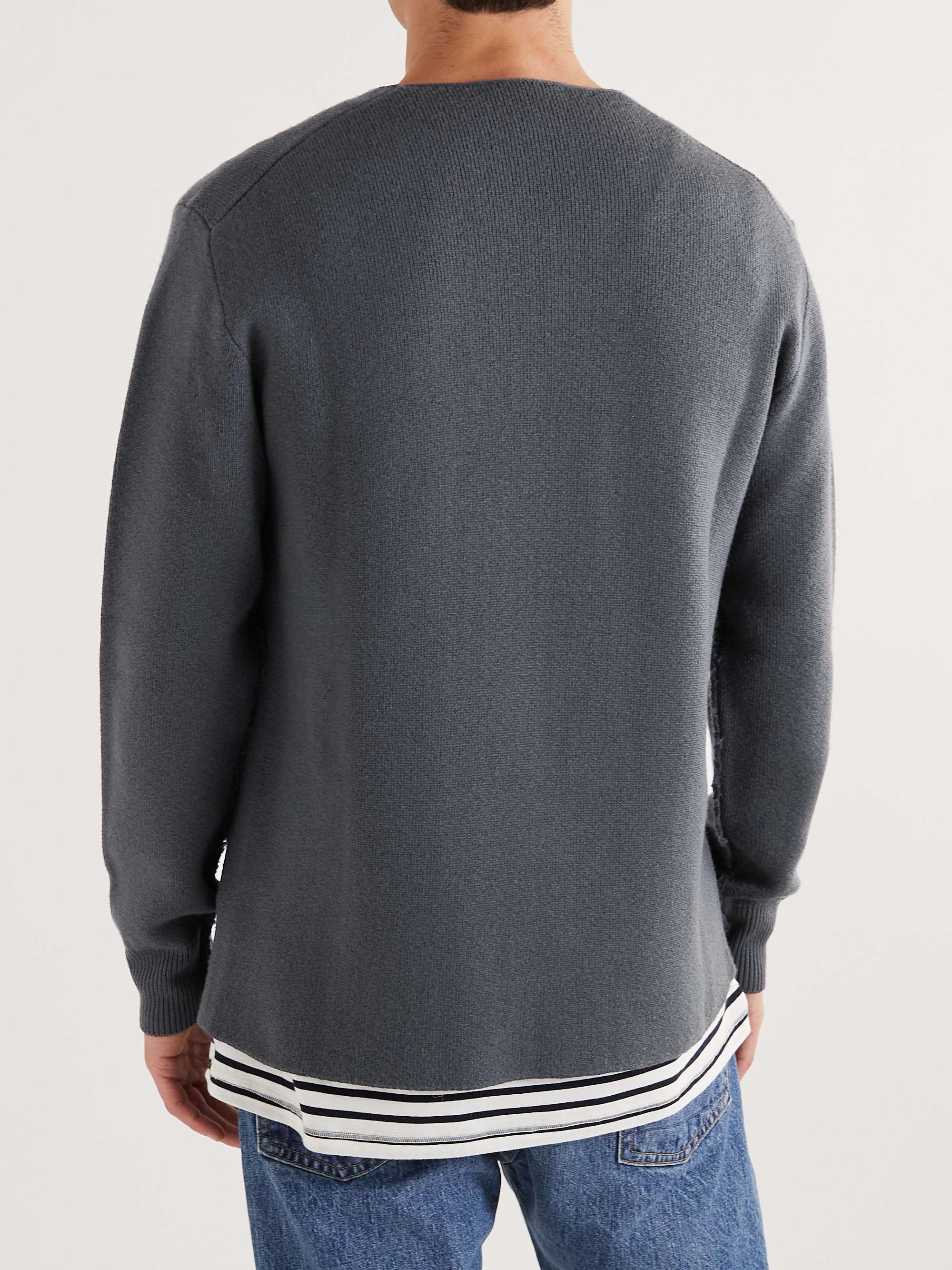 MR P. Ribbed Virgin Wool Henley Sweater