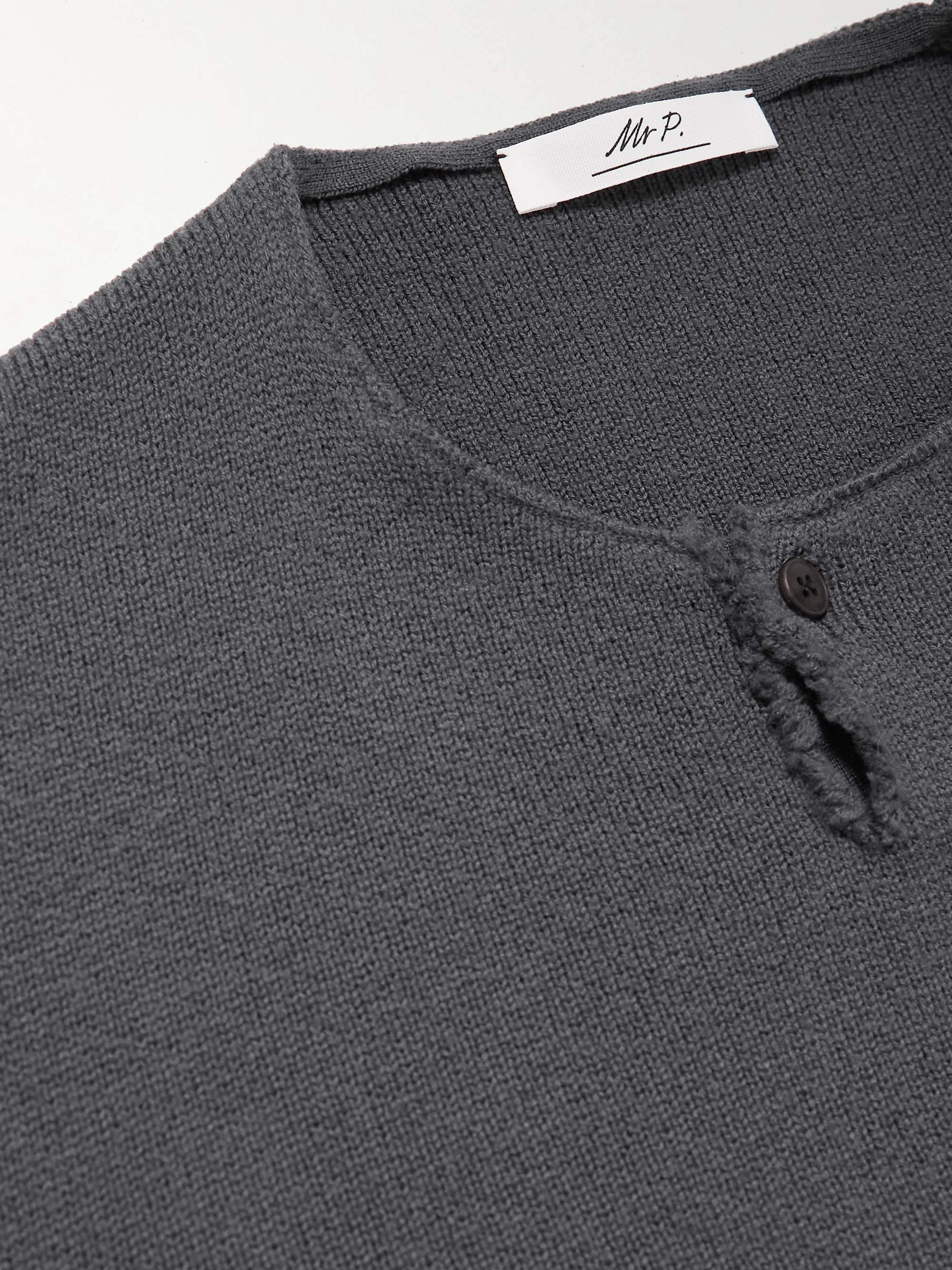 MR P. Ribbed Virgin Wool Henley Sweater