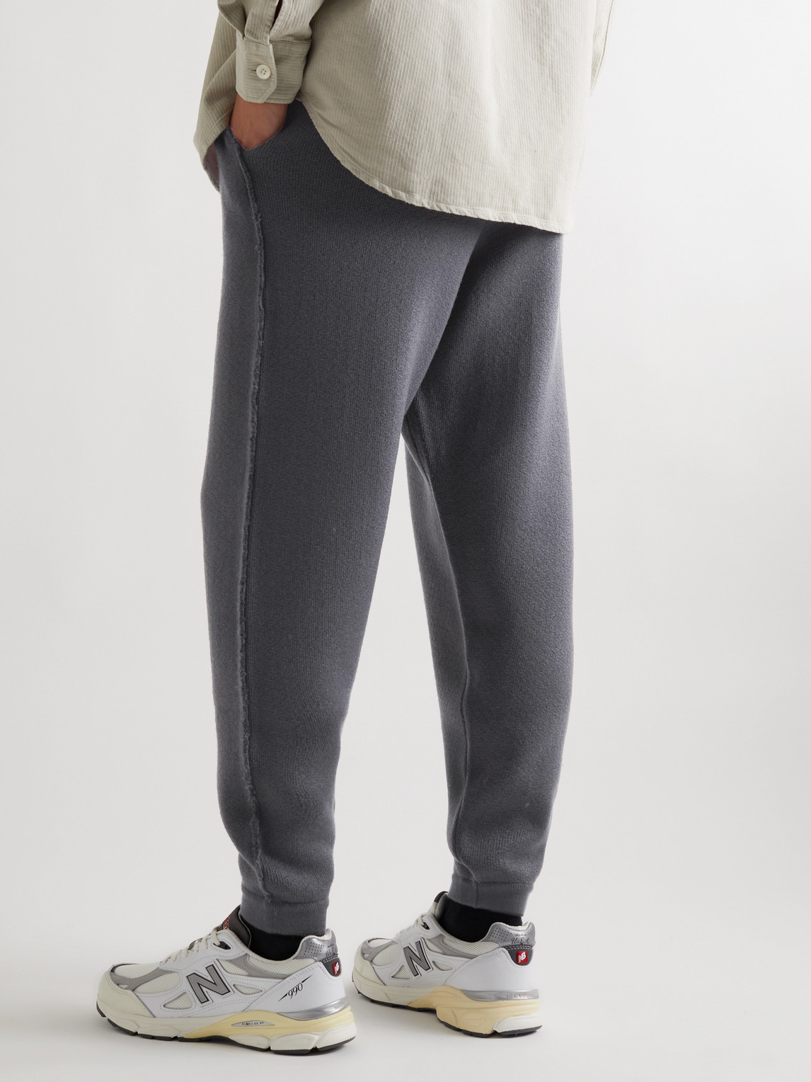  Mr P. - Tapered Distressed Virgin Wool Sweatpants - Men - Gray - M 