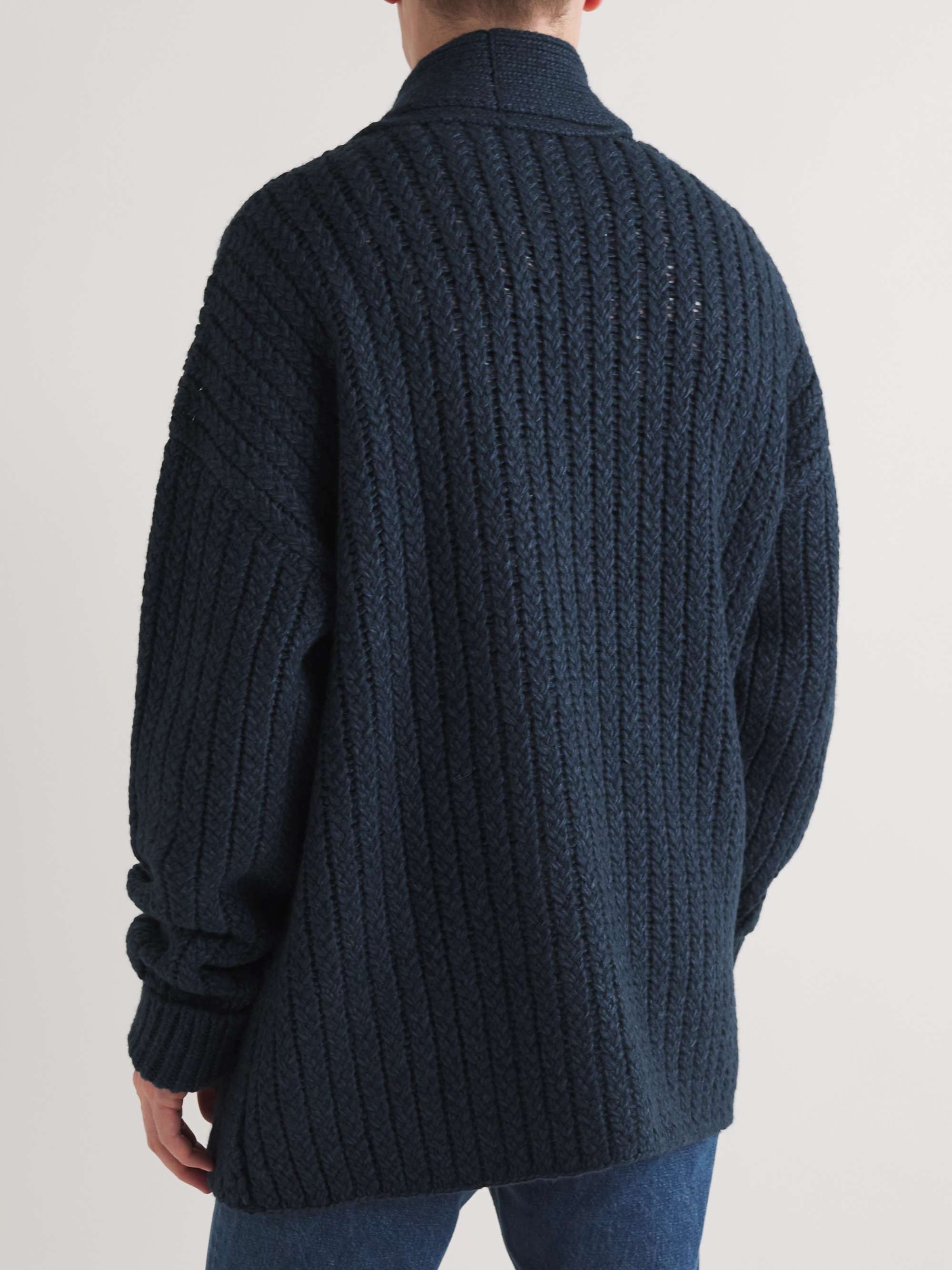 MR P. Shawl-Collar Crochet-Knit Wool, Cotton and Alpaca-Blend Cardigan