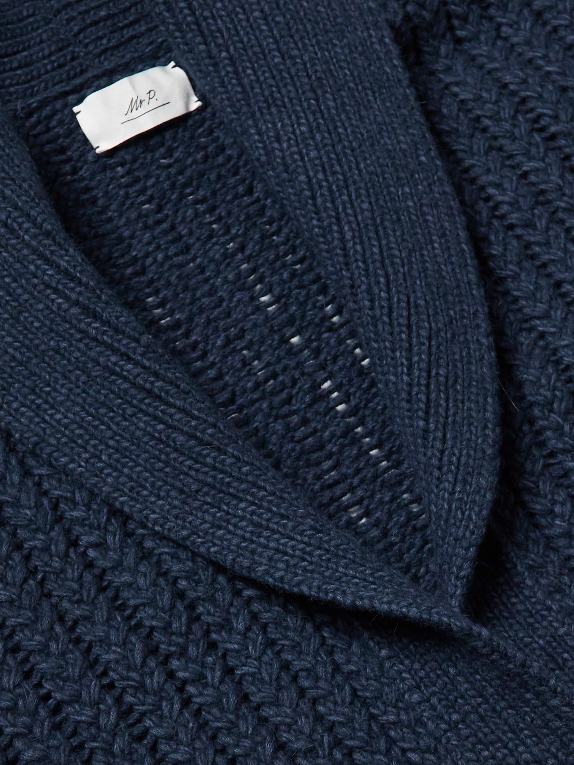 MR P. Shawl-Collar Crochet-Knit Wool, Cotton and Alpaca-Blend Cardigan
