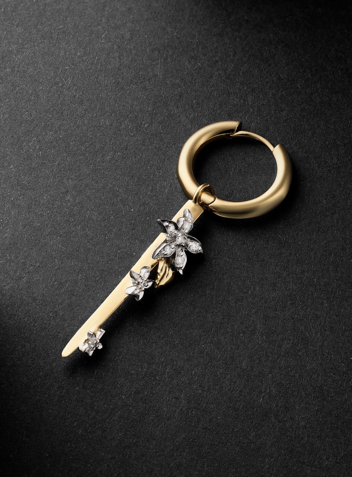 Foundrae Small Thorn Gold Diamond Single Hoop Earring