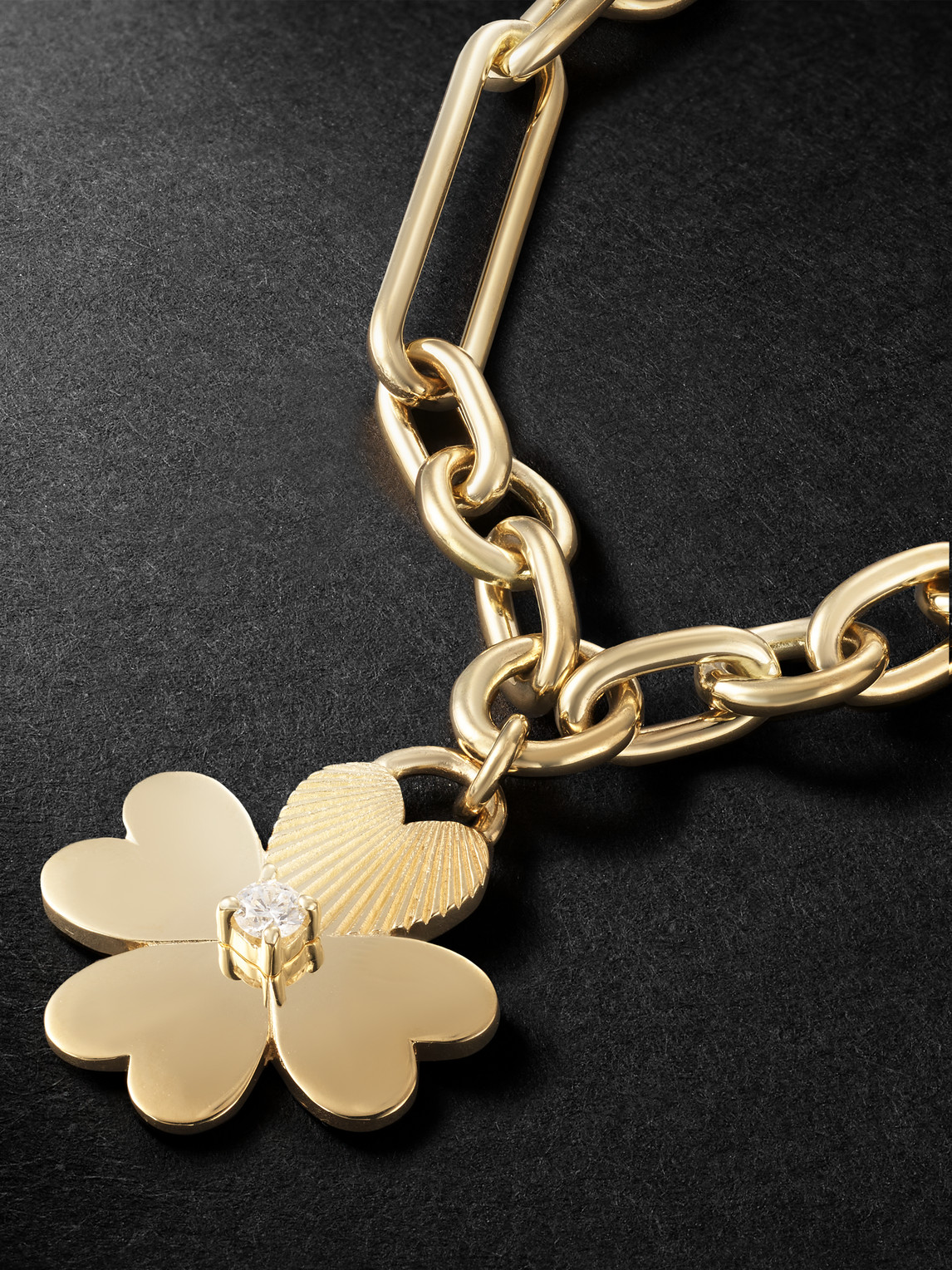 Shop Foundrae Four Heart Clover Gold Diamond Bracelet