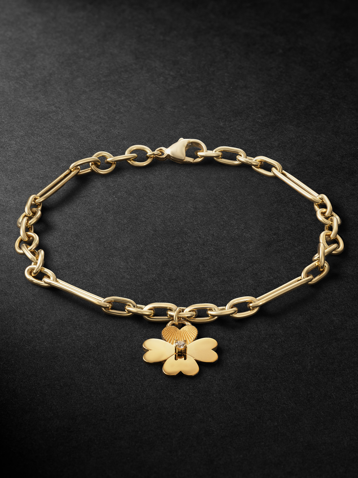 Foundrae Four Heart Clover Gold Diamond Bracelet