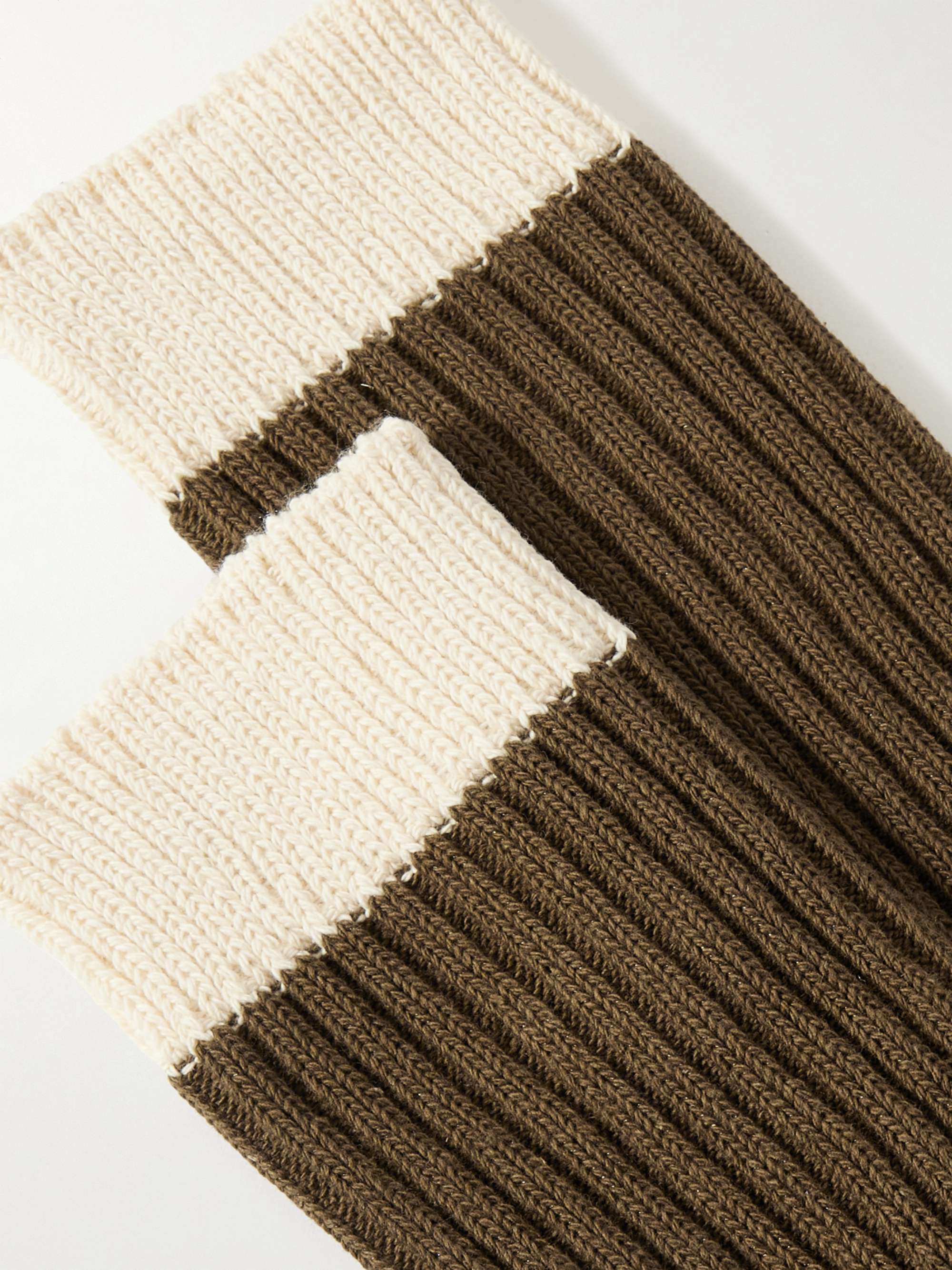 MR P. Two-Tone Recycled Cotton-Blend Socks