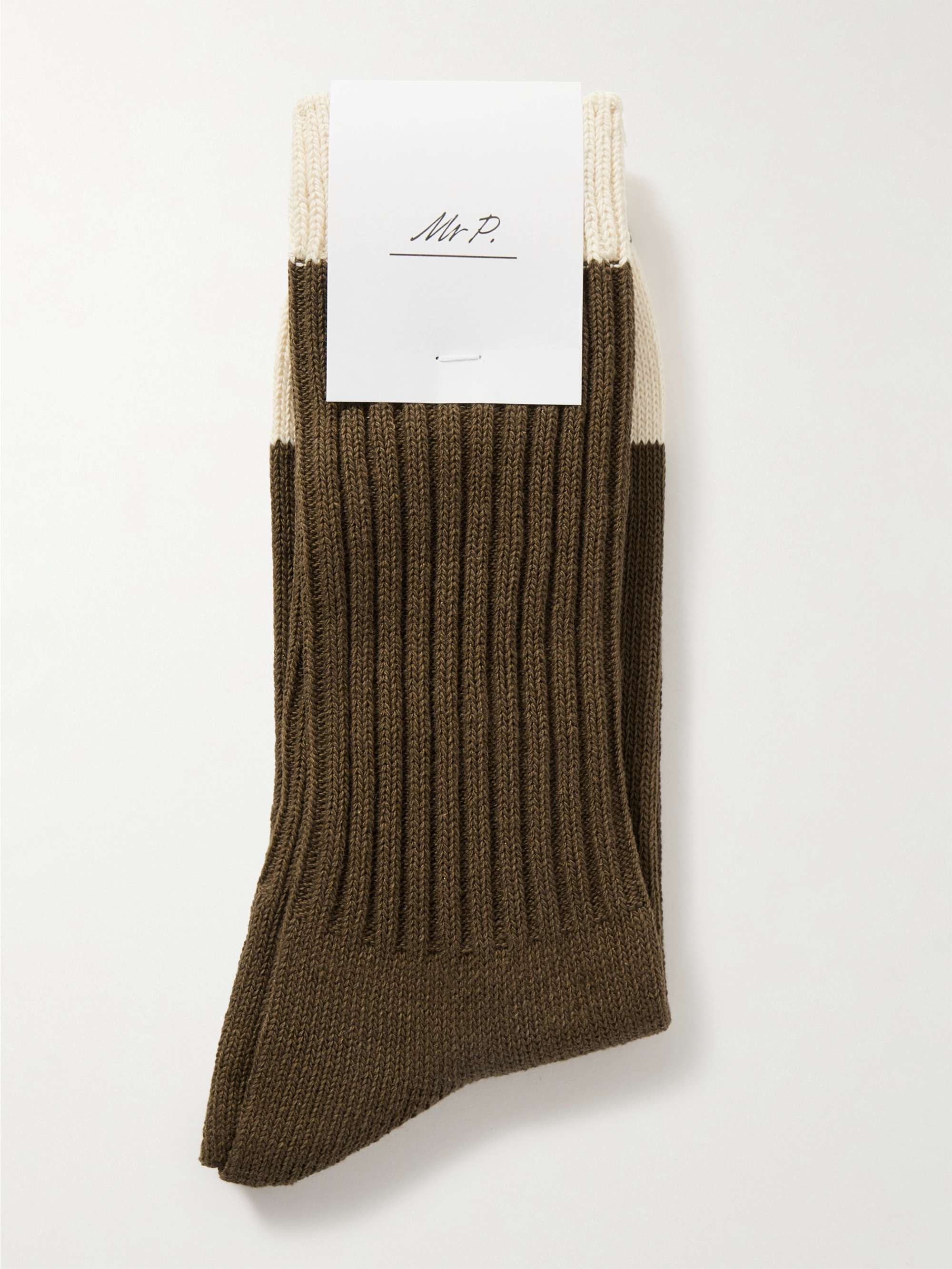 MR P. Two-Tone Recycled Cotton-Blend Socks