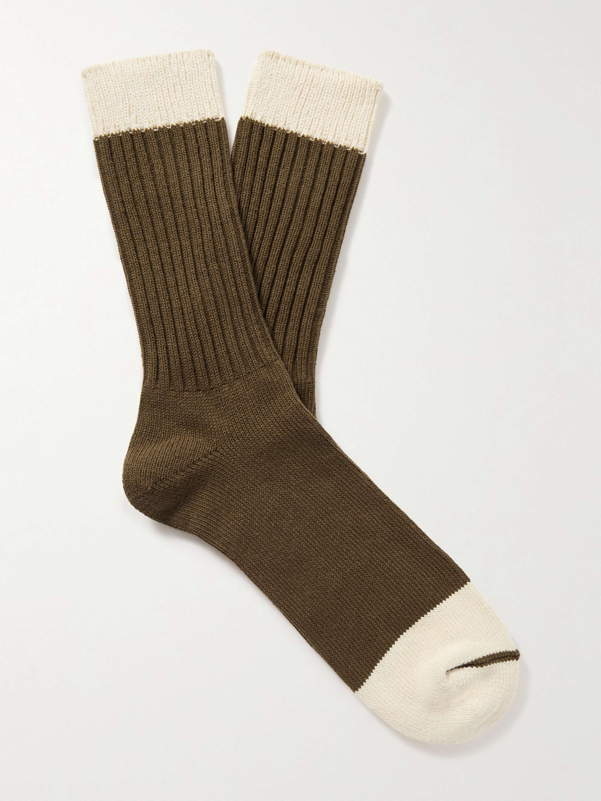 MR P. Two-Tone Recycled Cotton-Blend Socks