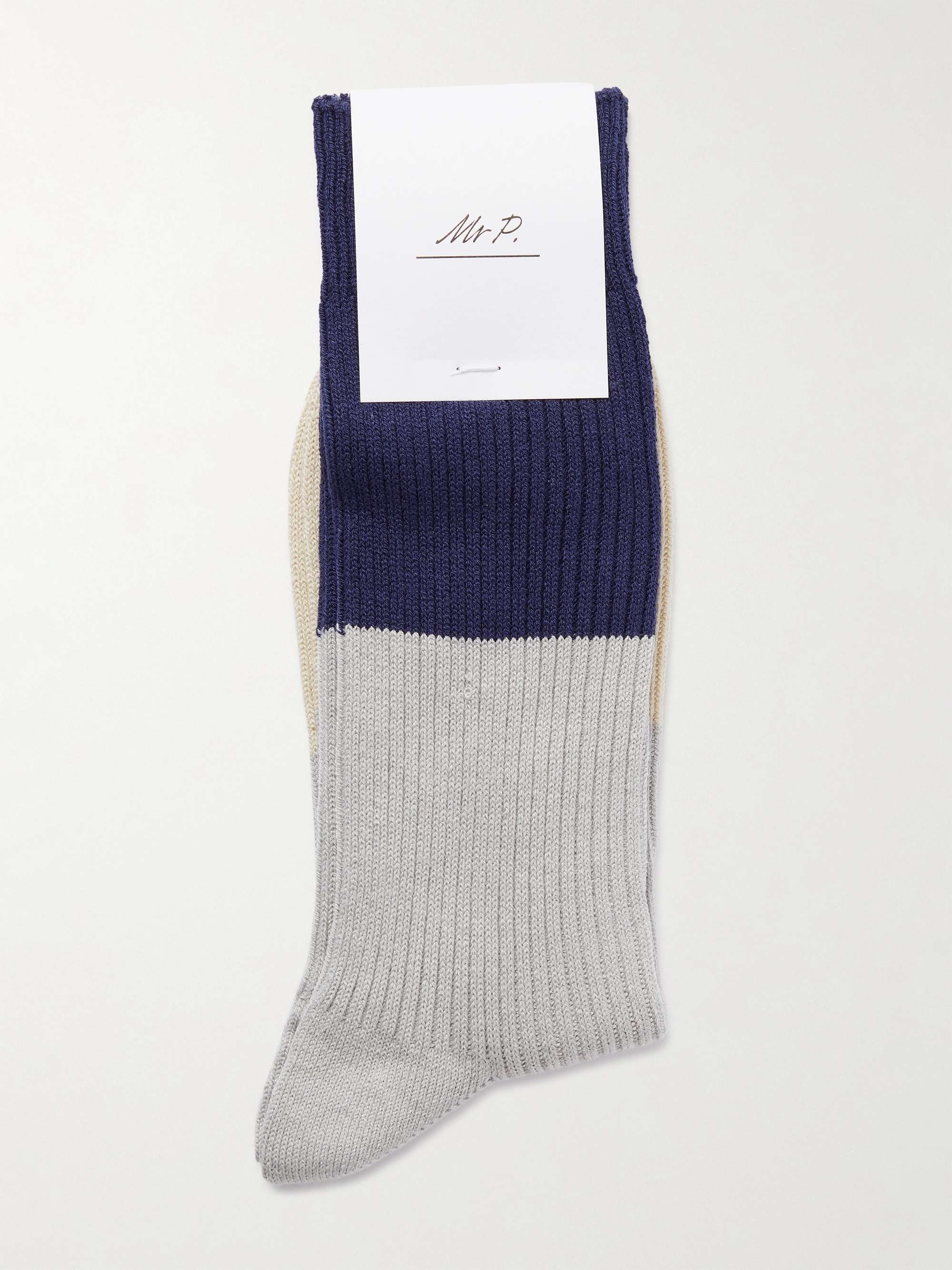 MR P. Colour-Block Ribbed-Knit Socks