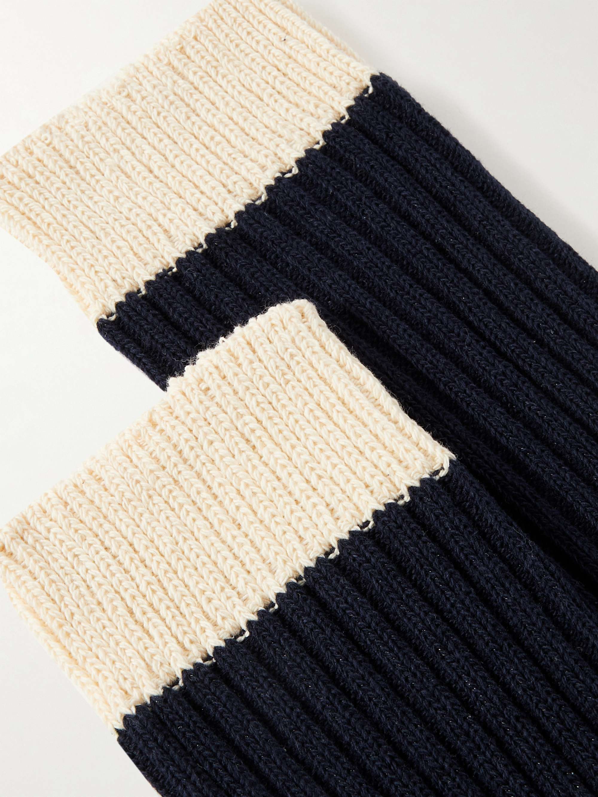 MR P. Two-Tone Recycled Cotton-Blend Socks