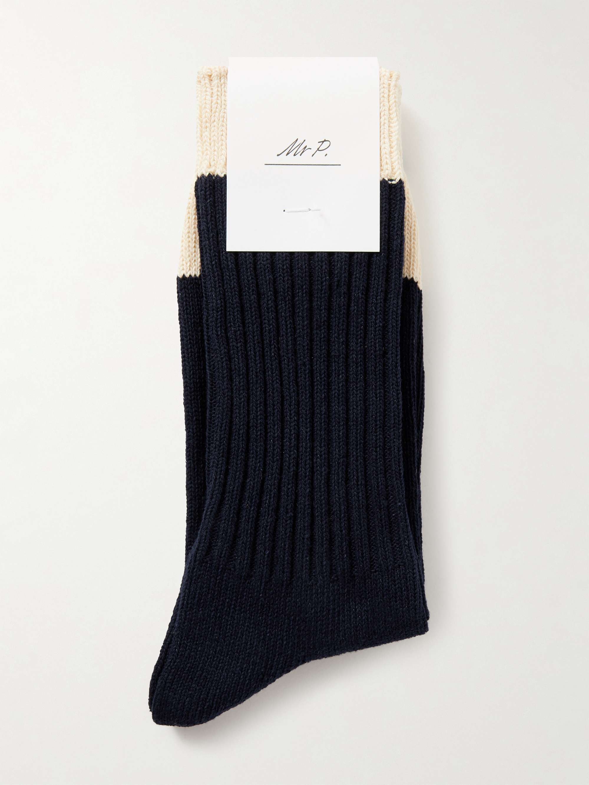 MR P. Two-Tone Recycled Cotton-Blend Socks