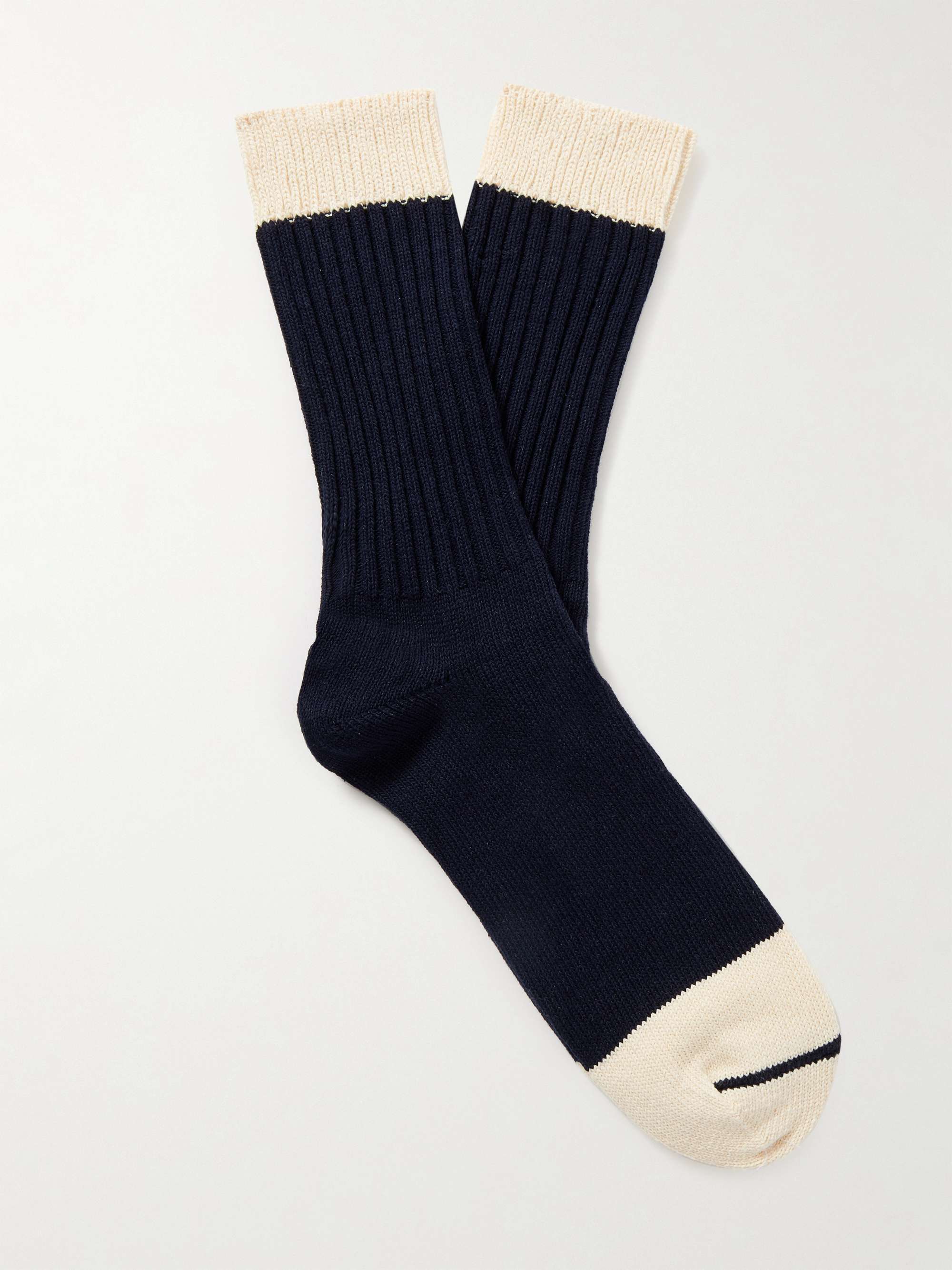 MR P. Two-Tone Recycled Cotton-Blend Socks