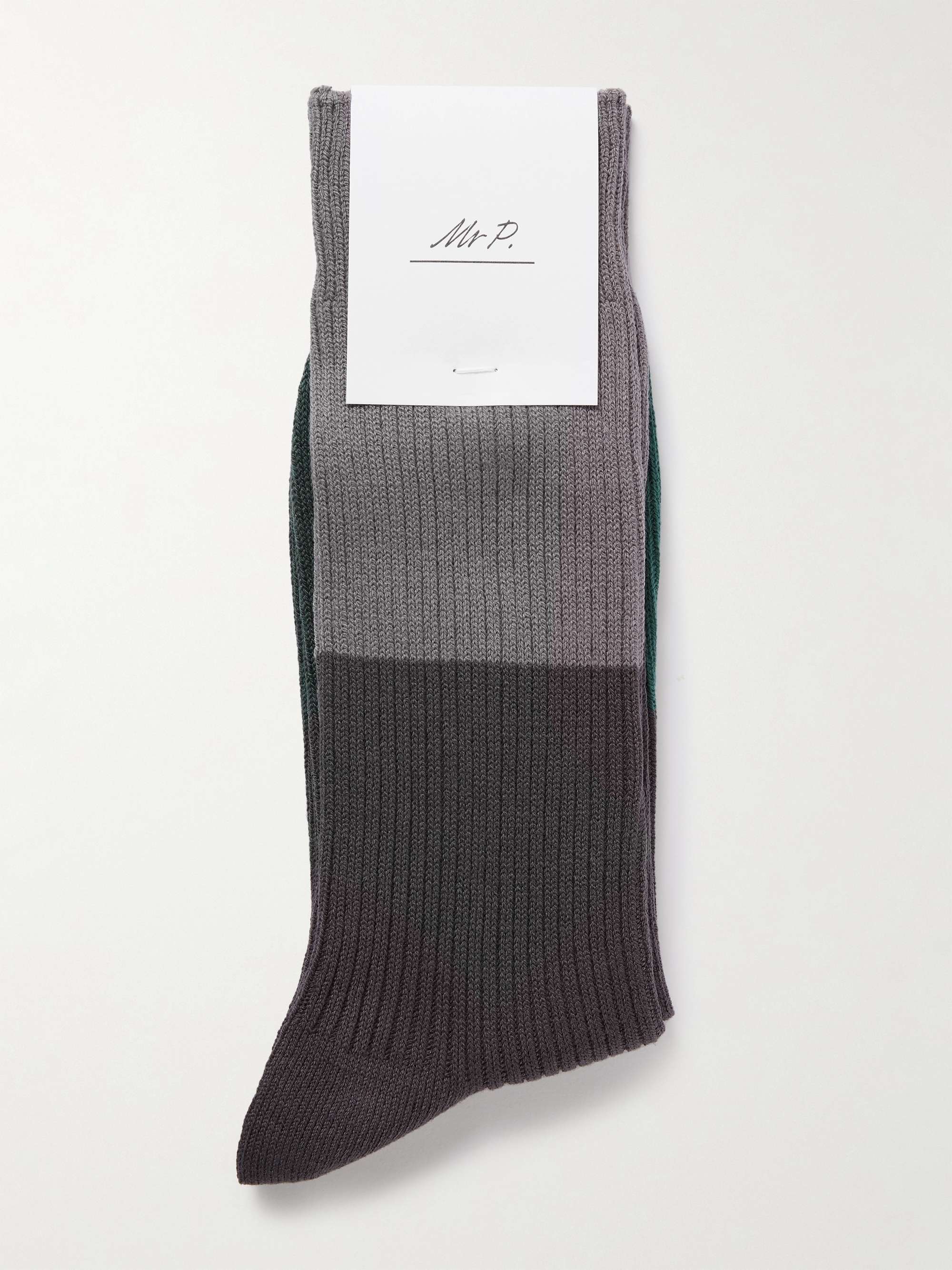 MR P. Colour-Block Ribbed-Knit Socks