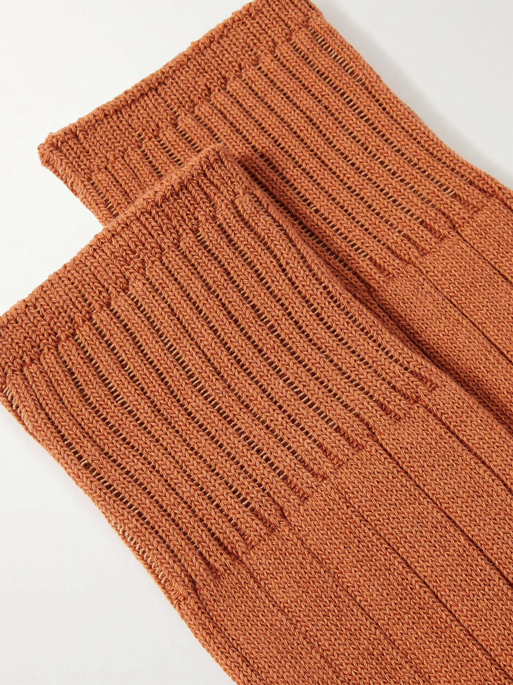 MR P. Ribbed Cotton-Blend Socks