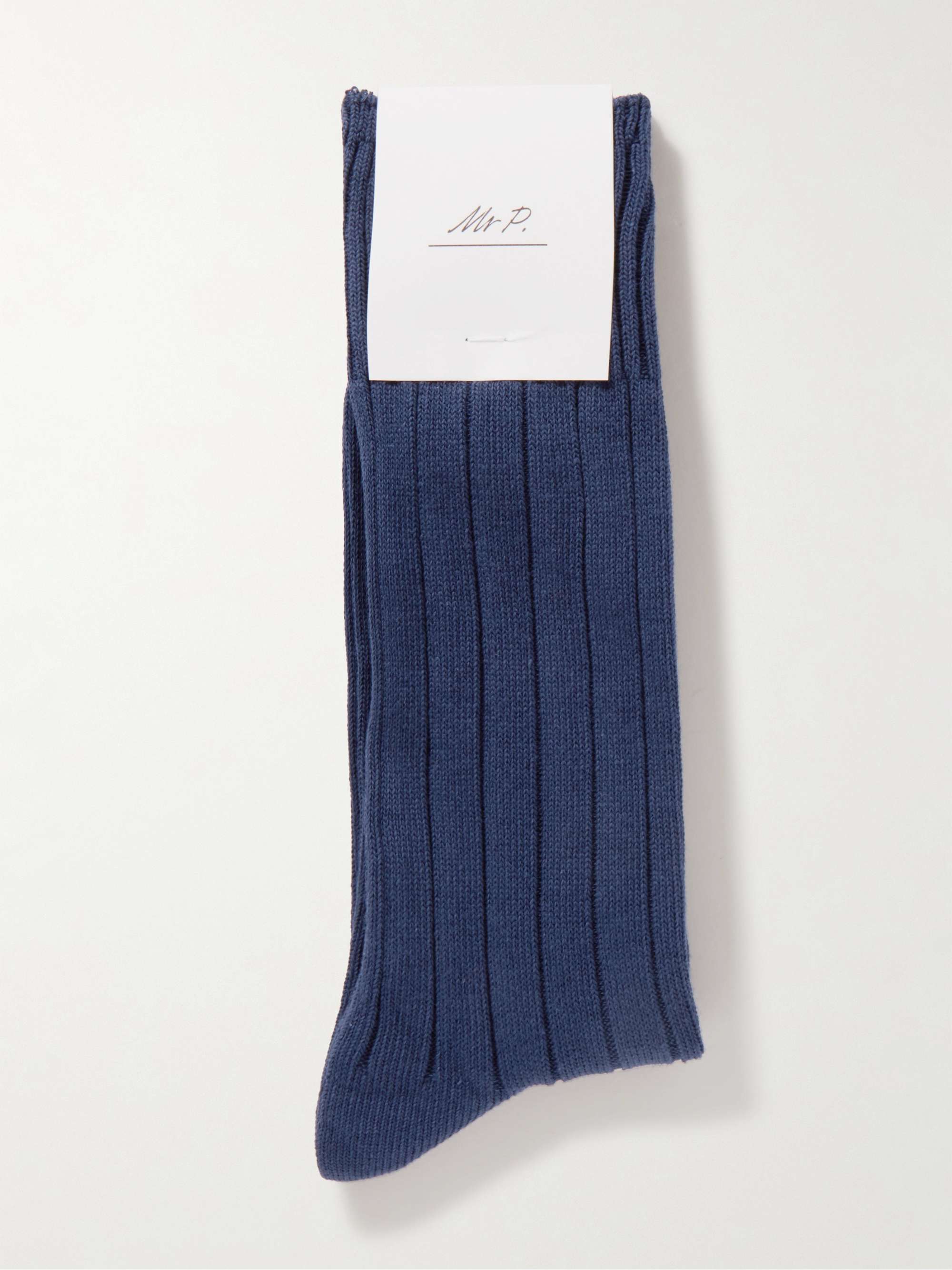 MR P. Ribbed Cotton-Blend Socks