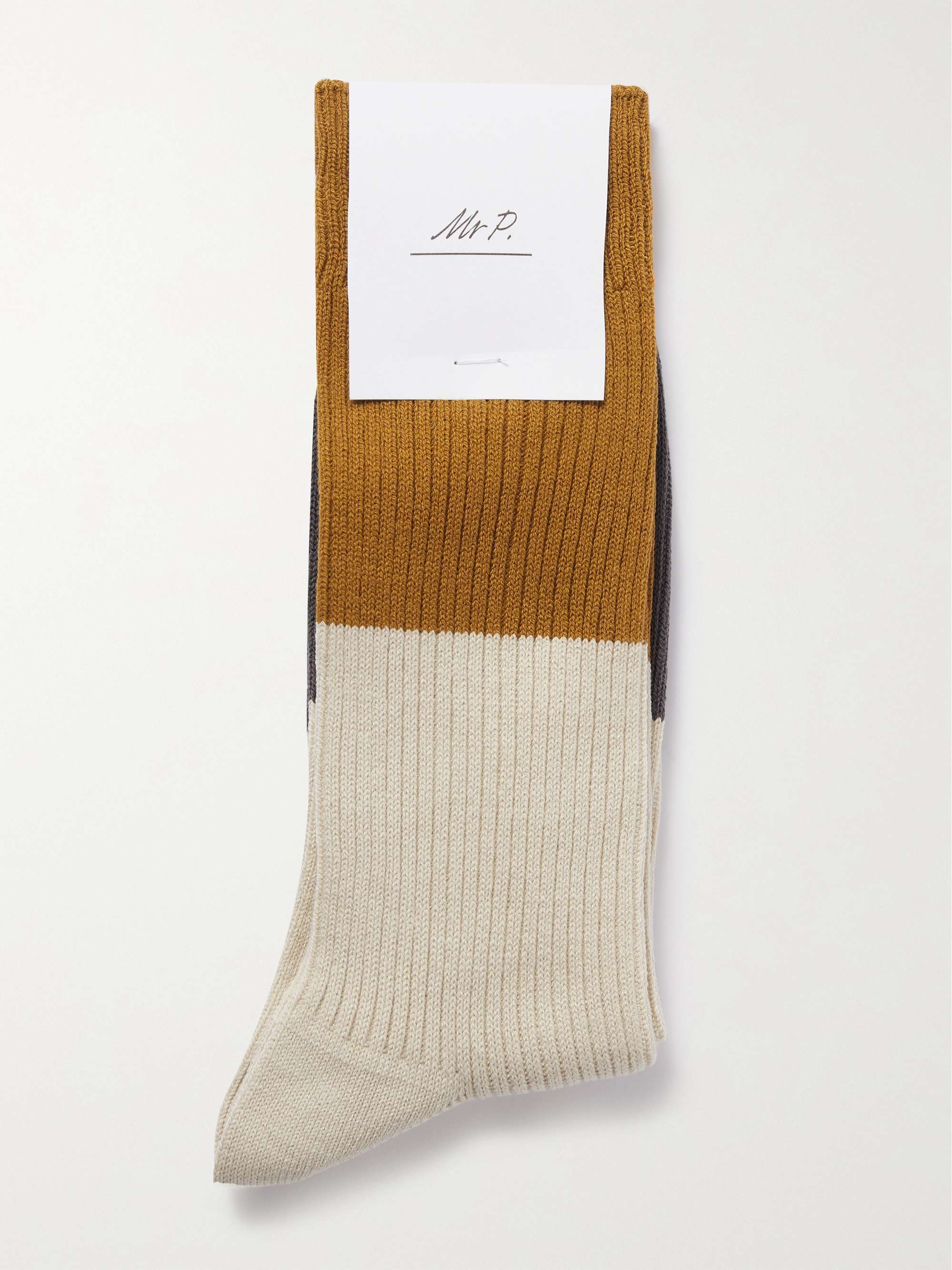 MR P. Colour-Block Ribbed-Knit Socks
