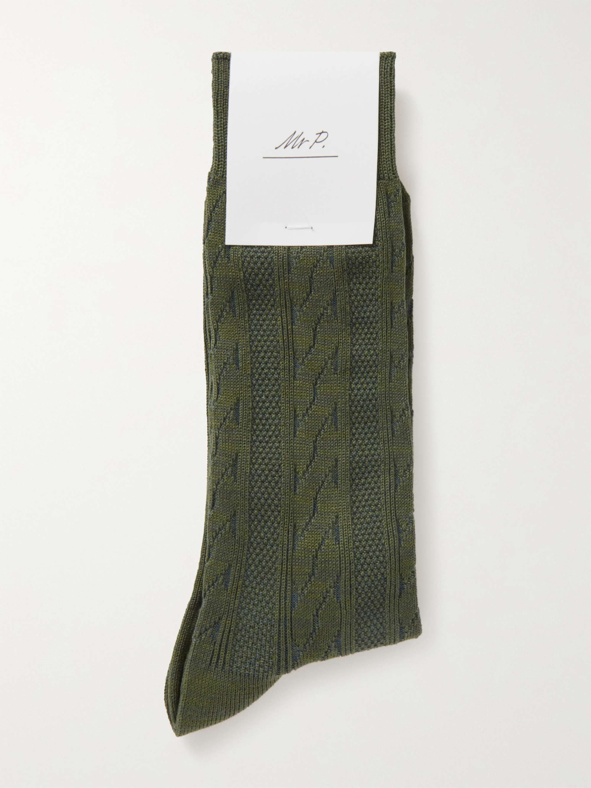 MR P. Cable-Knit Cotton-Blend Socks