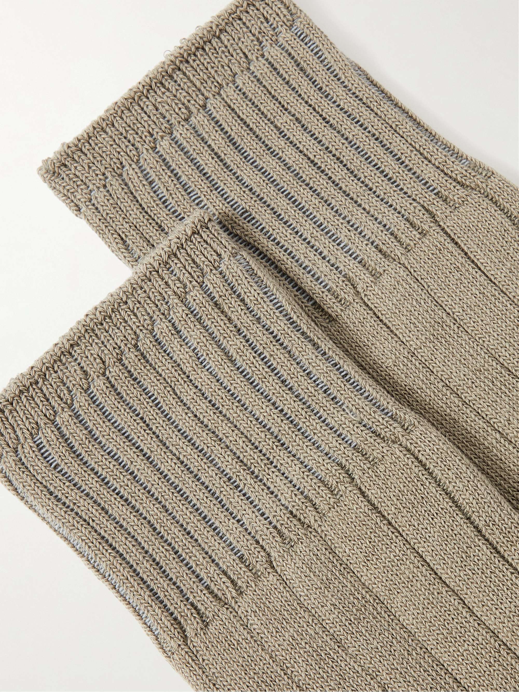 MR P. Ribbed Cotton-Blend Socks