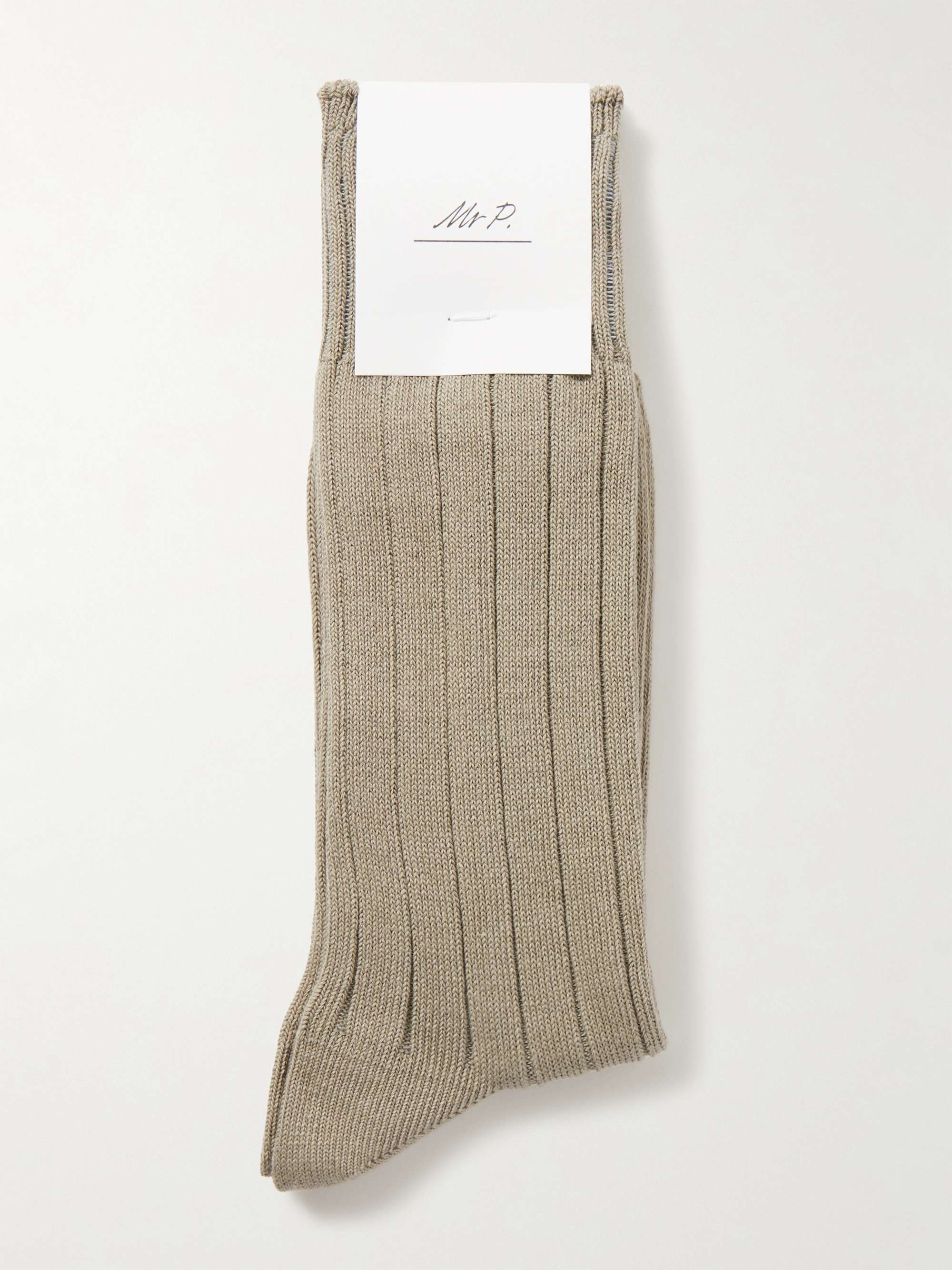 MR P. Ribbed Cotton-Blend Socks