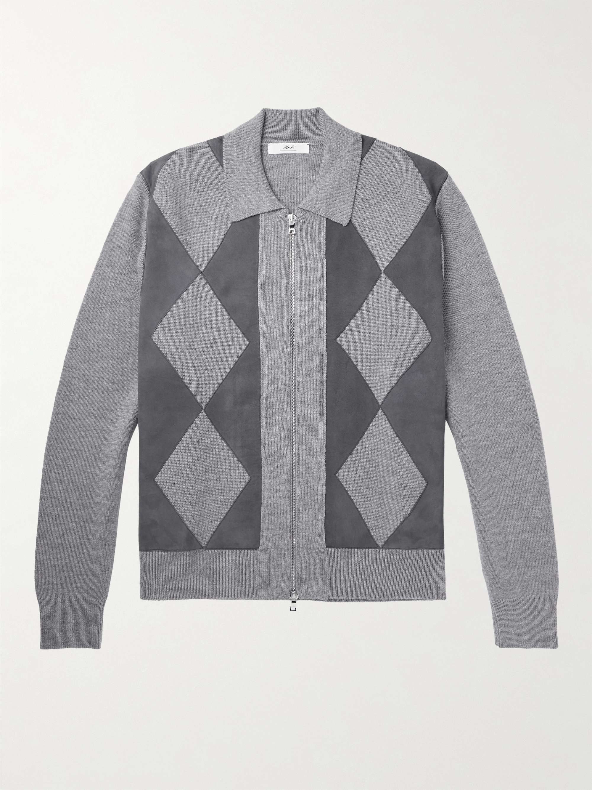 MR P. Suede-Trimmed Wool Zip-Up Cardigan for Men | MR PORTER