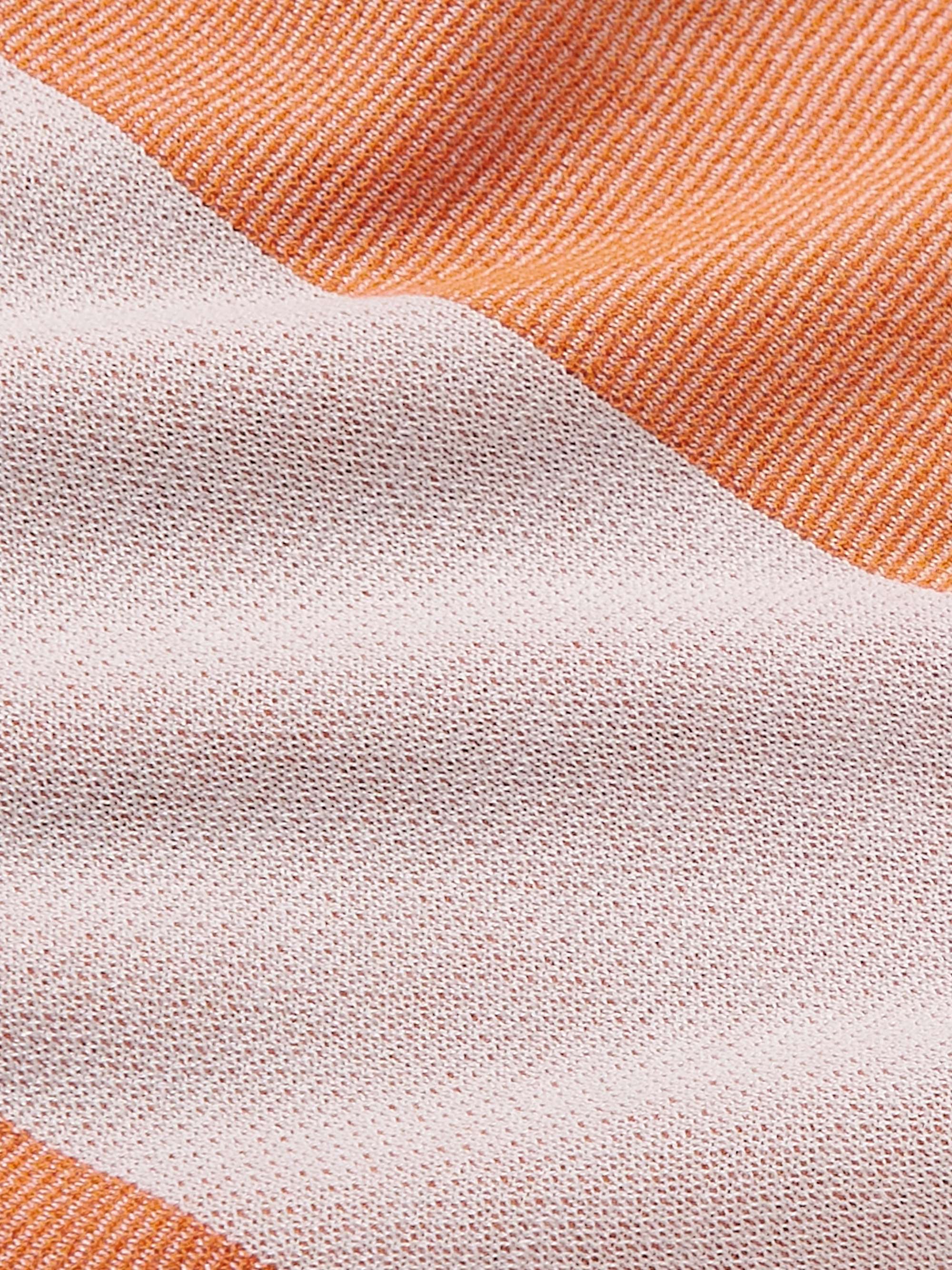MR P. Striped Two-Tone Honeycomb-Knit Cotton-Blend Polo Shirt