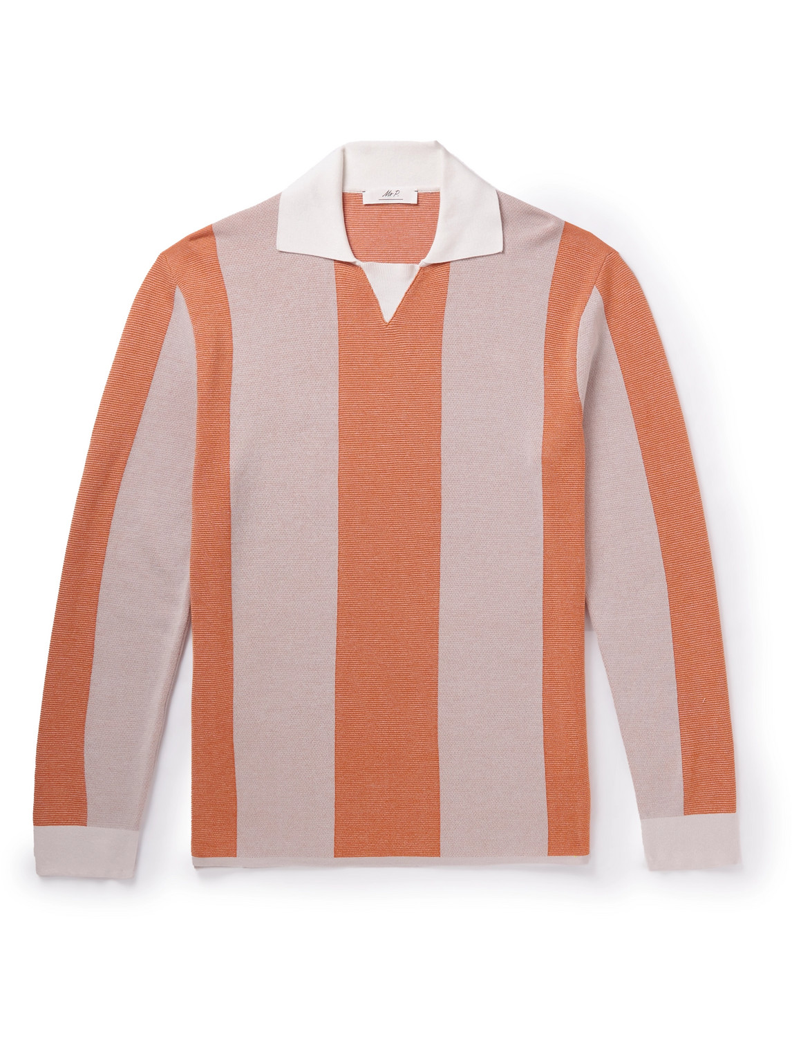 Striped Two-Tone Honeycomb-Knit Cotton-Blend Polo Shirt