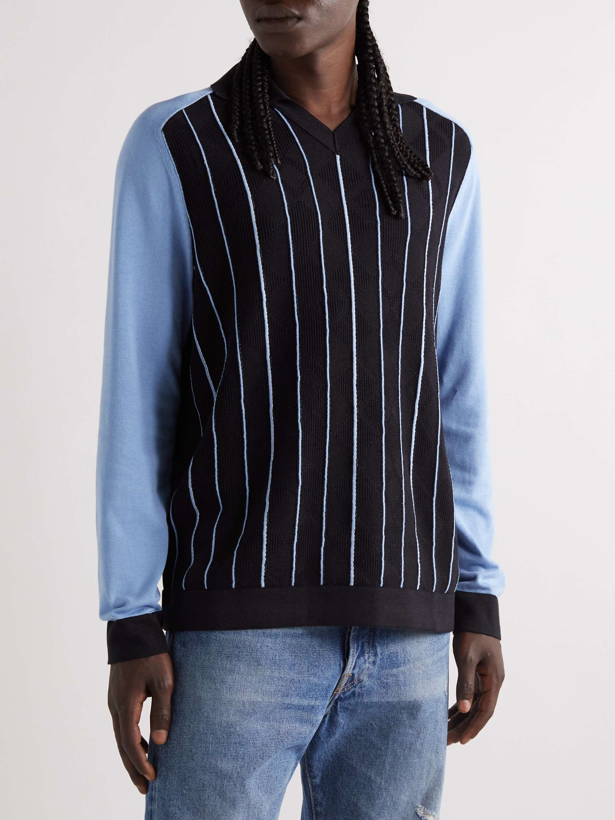 MR P. Striped Jacquard Polo Shirt
