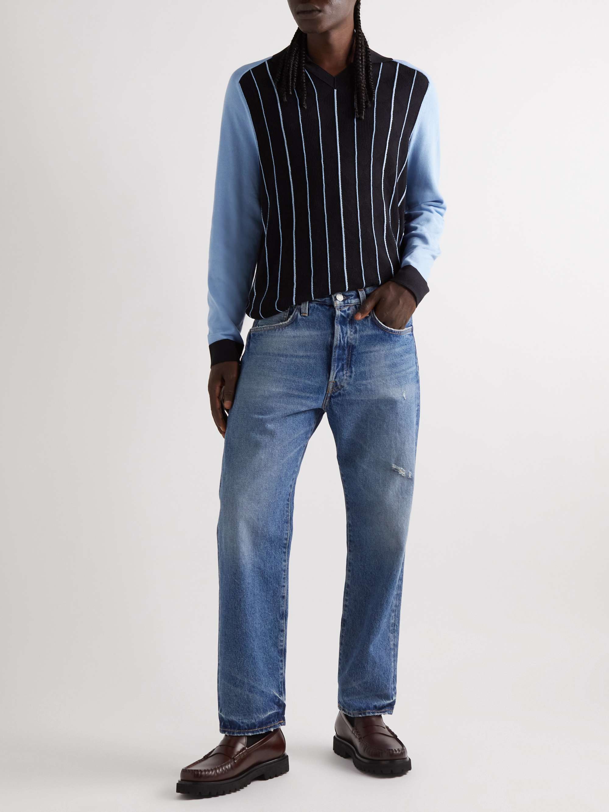 MR P. Striped Jacquard Polo Shirt