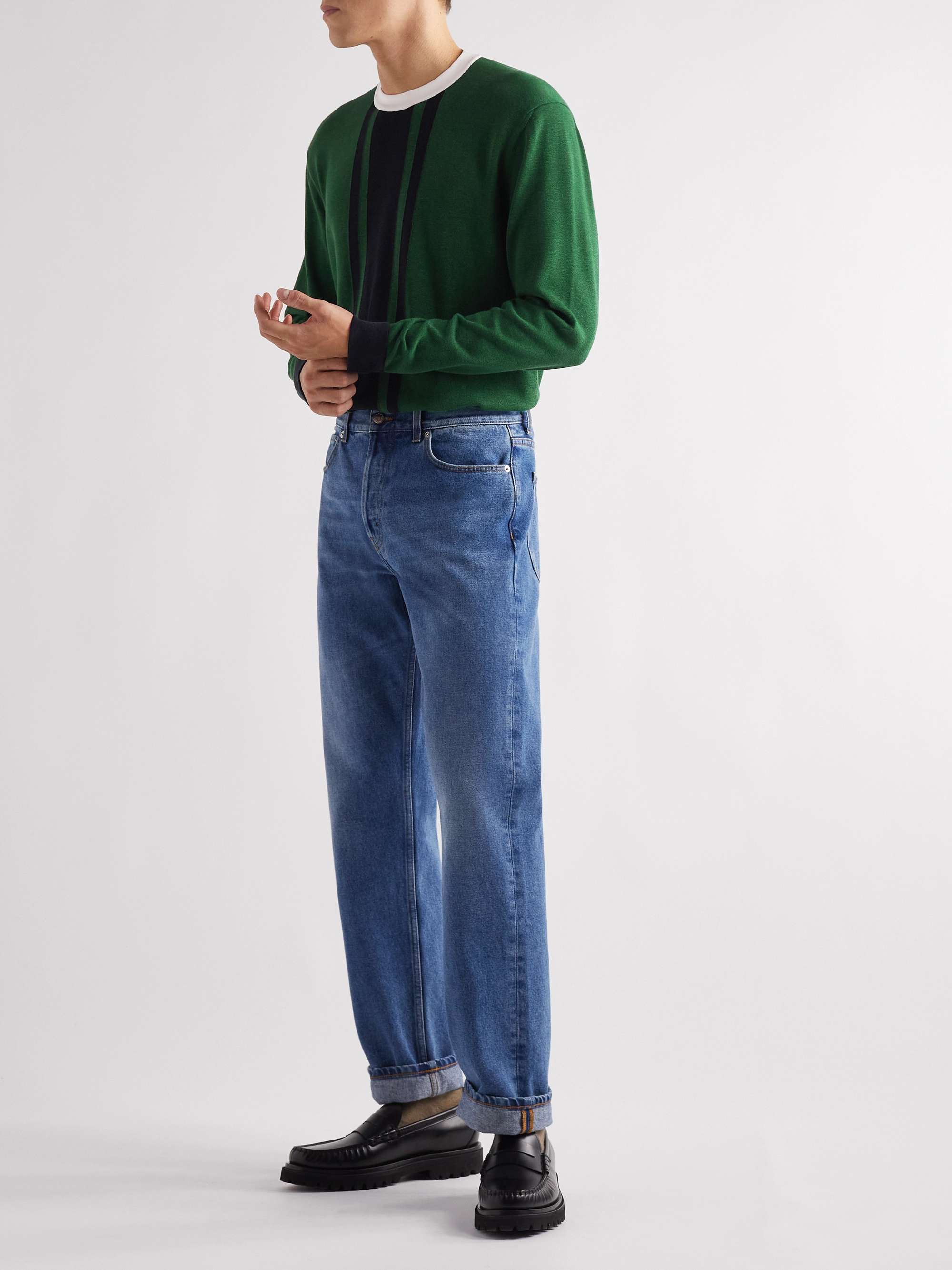 MR P. Striped Cotton and Lyocell-Blend Sweater