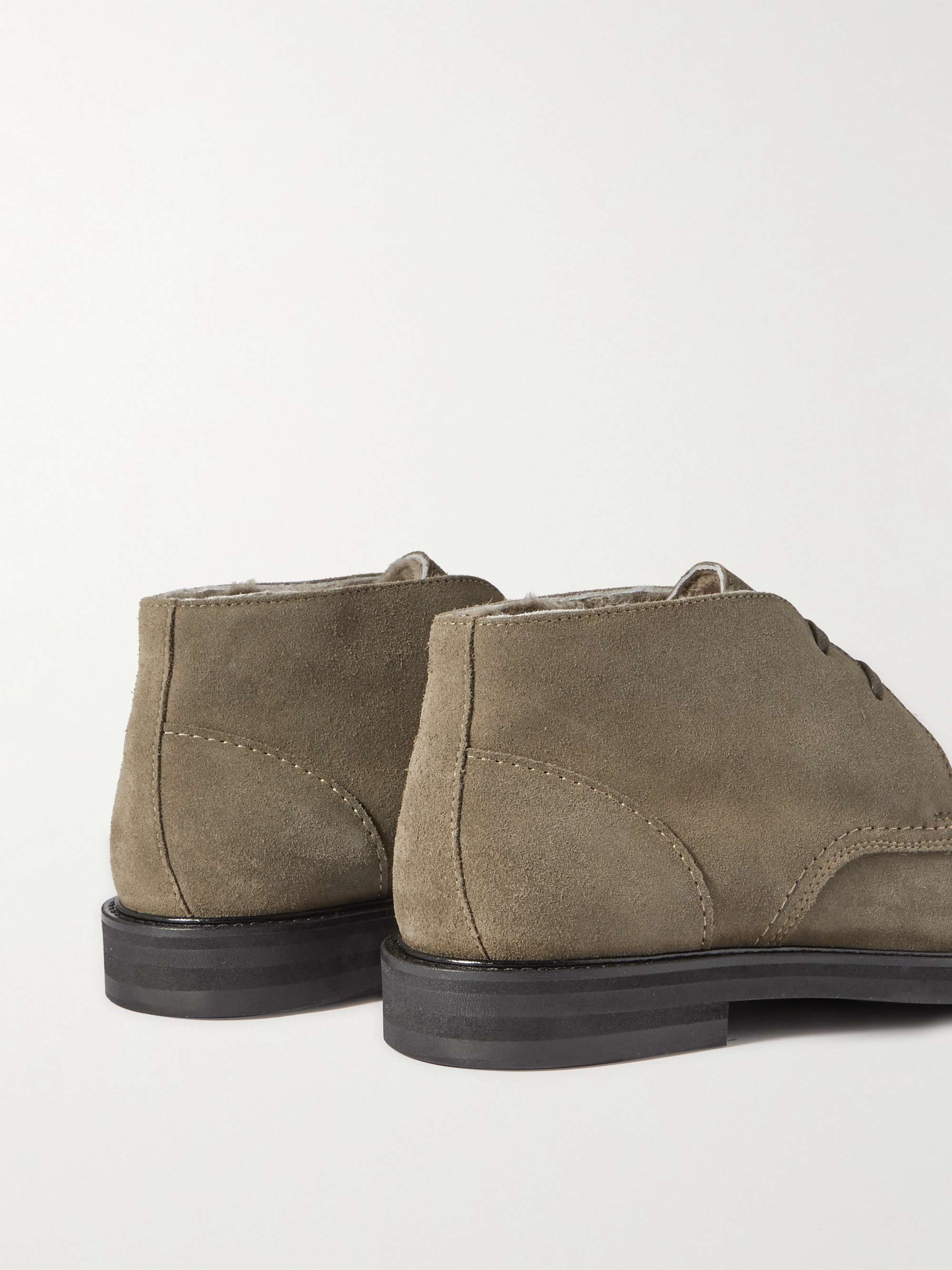 MR P. Andrew Split-Toe Shearling-Lined Waxed-Suede Chukka Boots