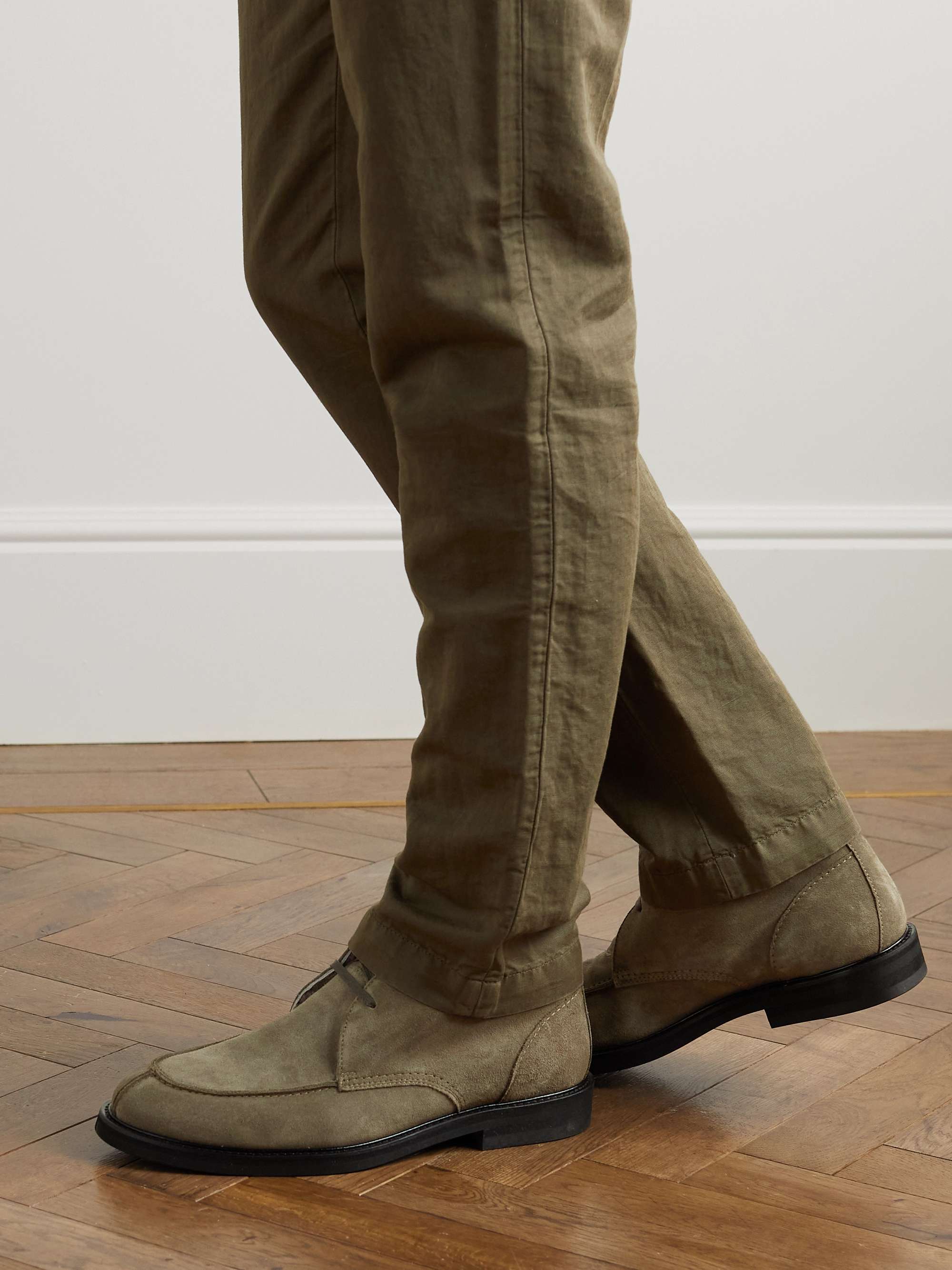MR P. Andrew Split-Toe Shearling-Lined Waxed-Suede Chukka Boots