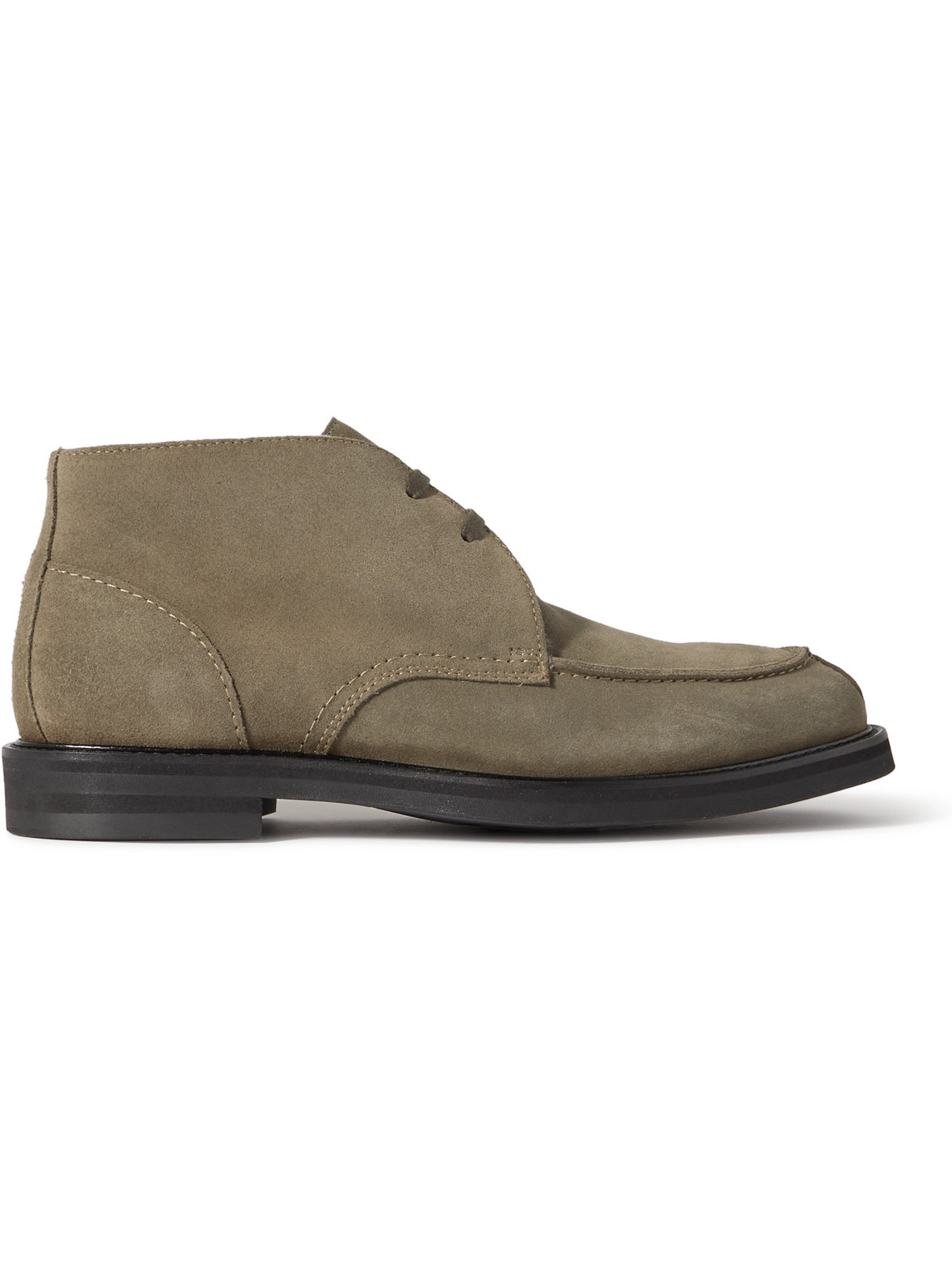 Mr P Andrew Split-toe Shearling-lined Waxed-suede Chukka Boots In Green