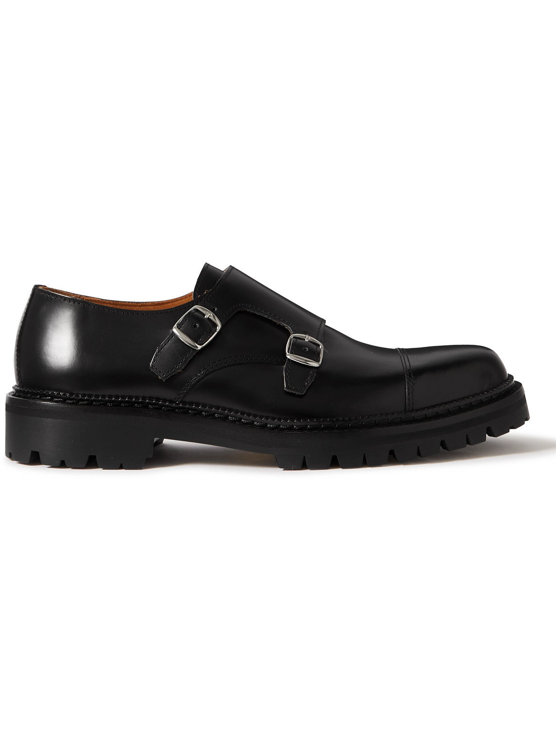 Mr P Olie Leather Monk-strap Shoes In Black