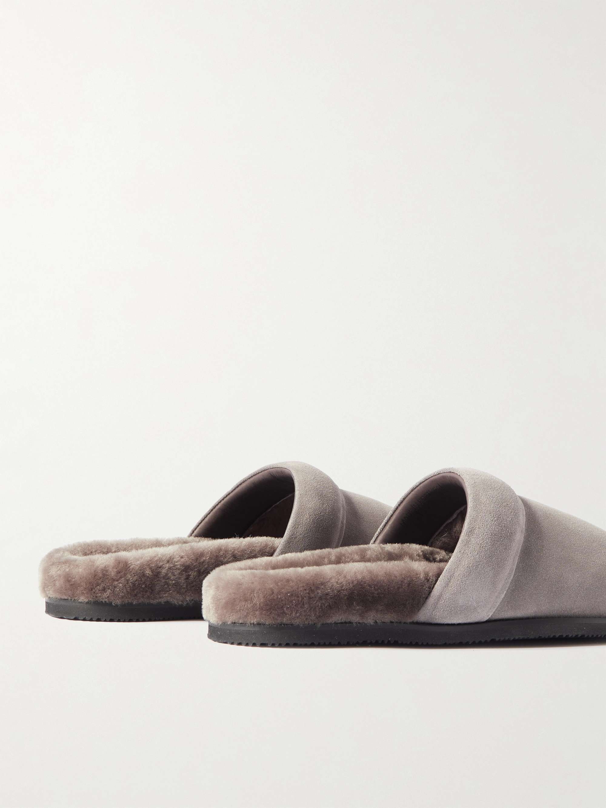 MR P. David Shearling-Lined Suede Slippers