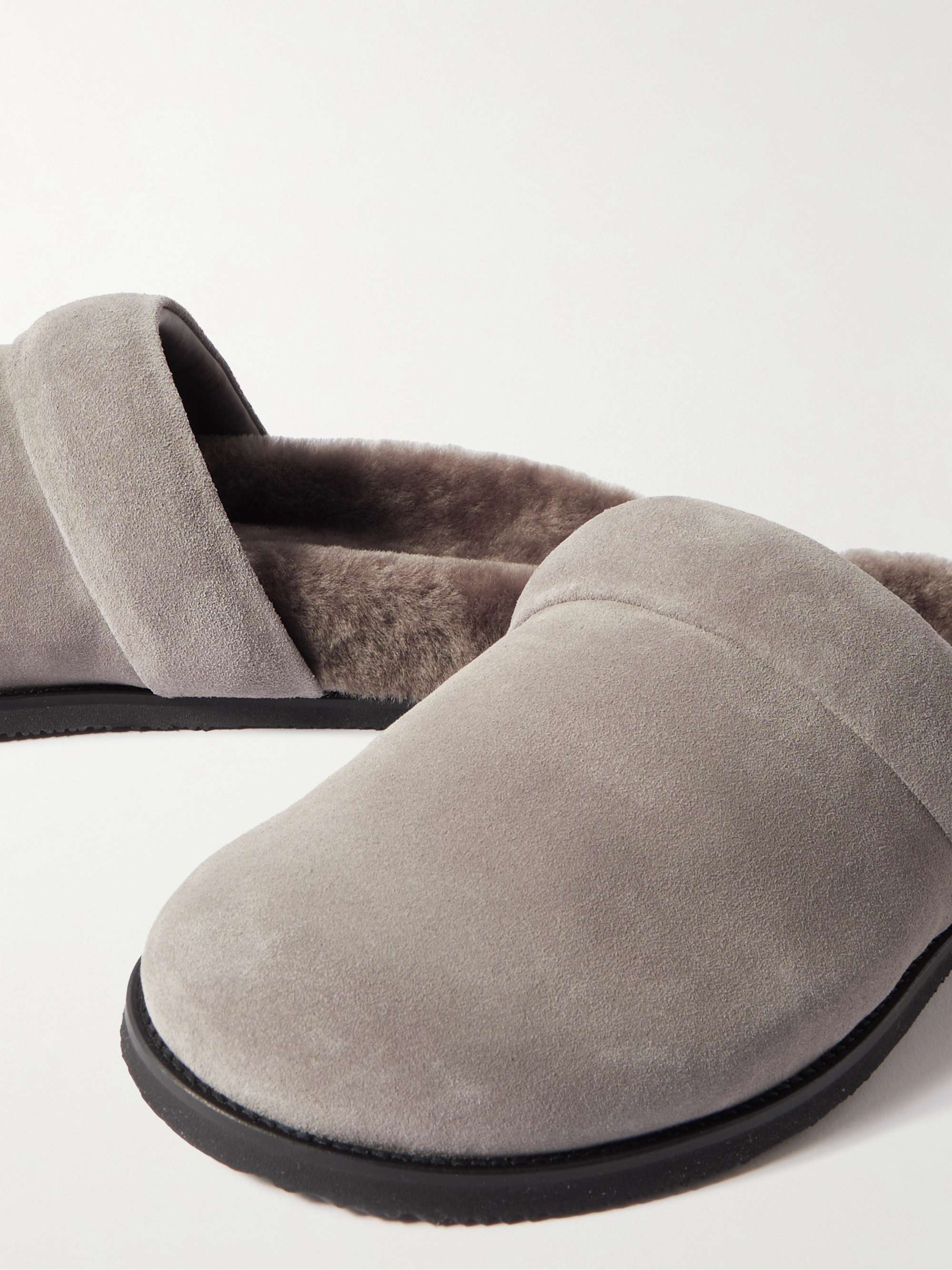 MR P. David Shearling-Lined Suede Slippers