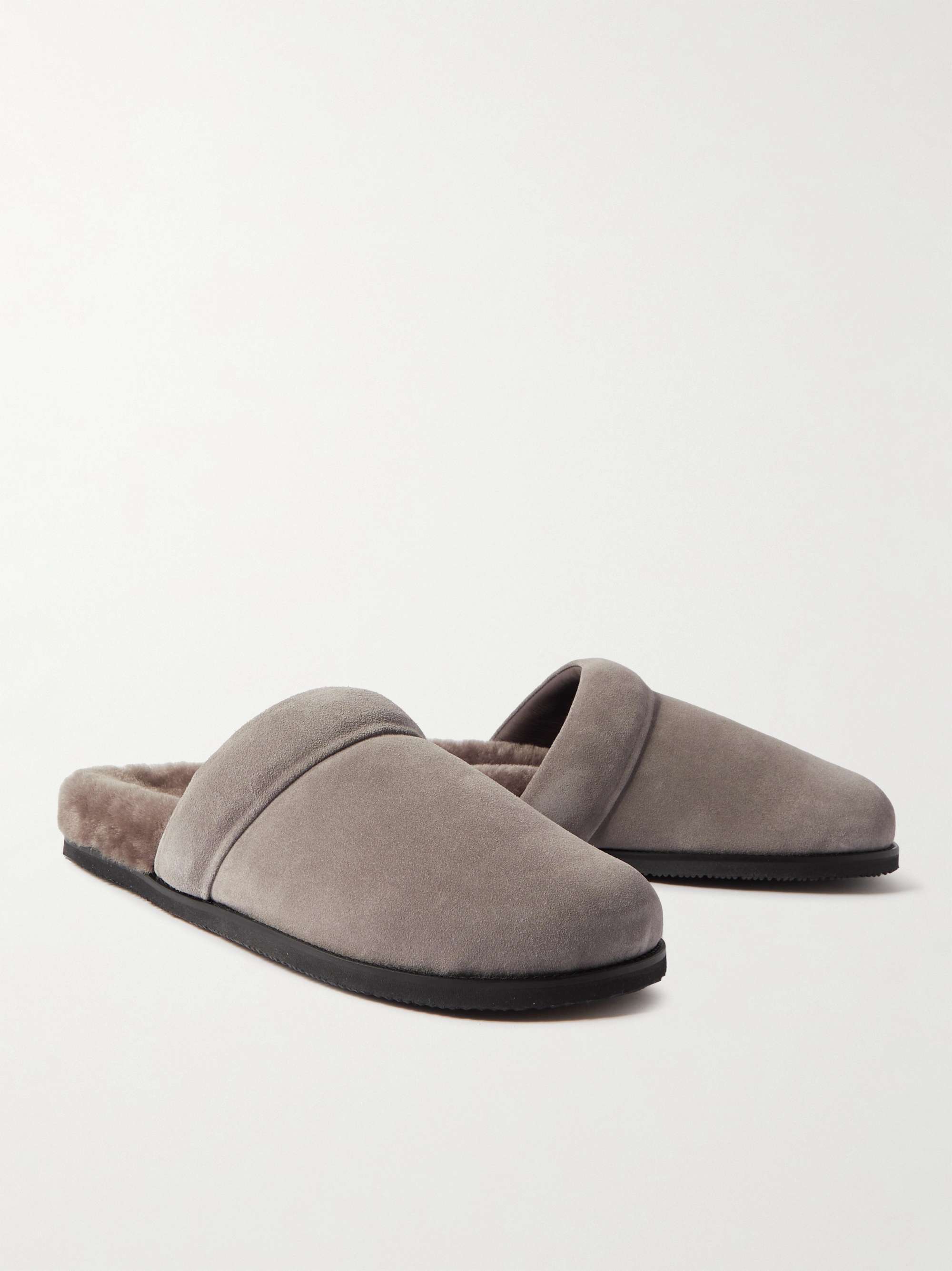MR P. David Shearling-Lined Suede Slippers