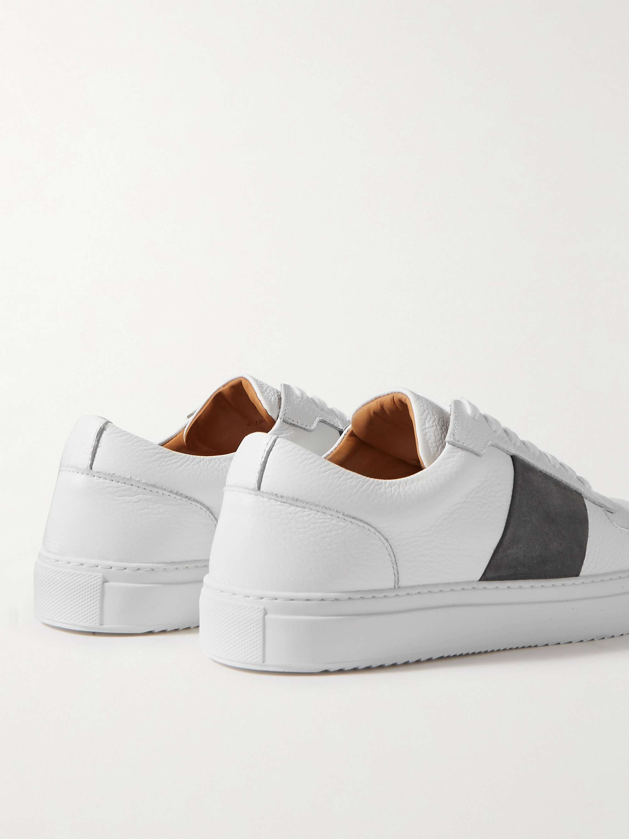 MR P. Larry Pebble-Grain Leather and Suede Sneakers